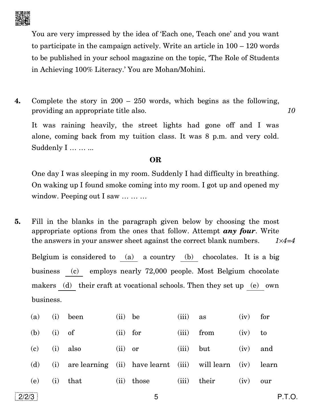 CBSE Class 10 2-2-3 ENGLISH LANGUAGE AND LETERATURE 2019 Question Paper - Page 5