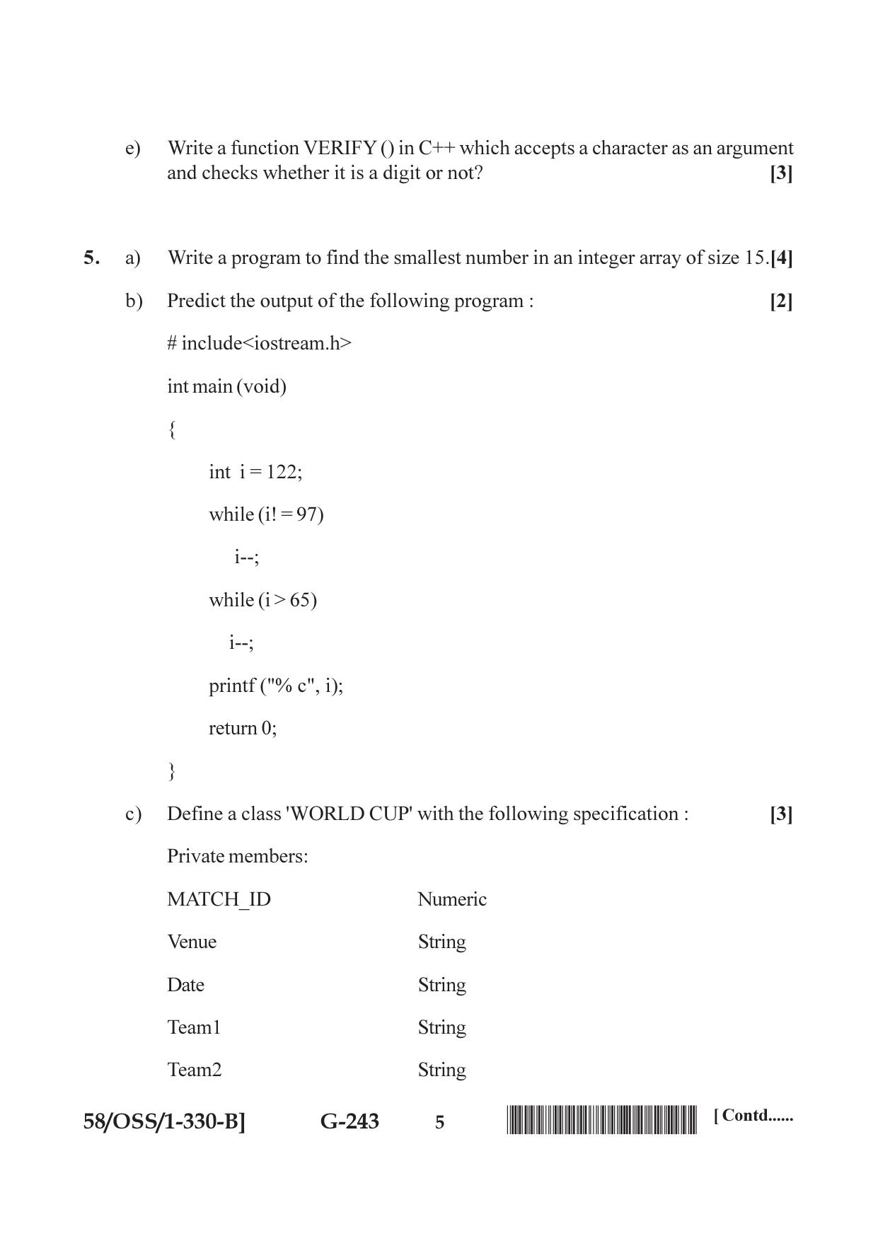 NIOS April 2019 Class 12 Computer Science (SET B) Question Paper - Page 5