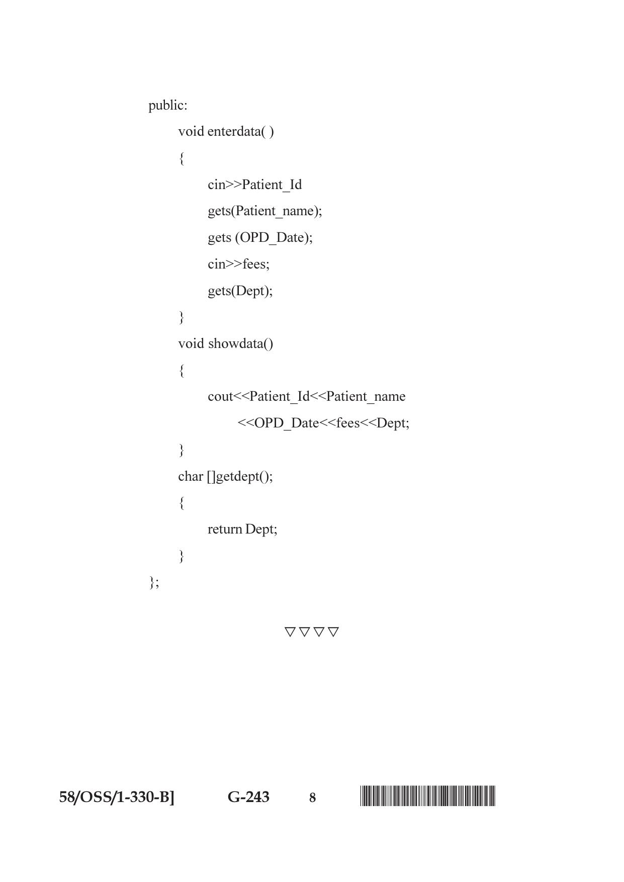 NIOS April 2019 Class 12 Computer Science (SET B) Question Paper - Page 8