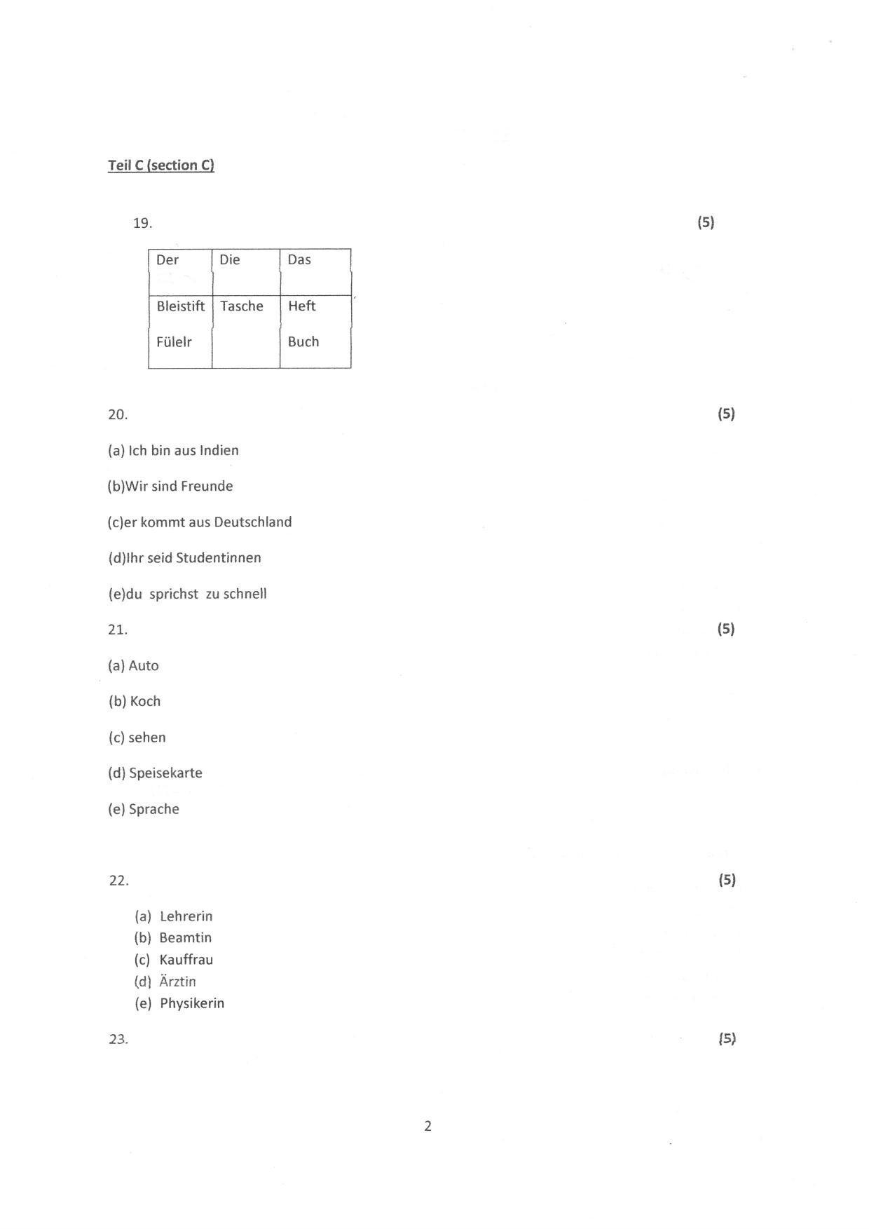 Kerala Plus One (Class 11th) Part-II German Answer Key 2021 - Page 2