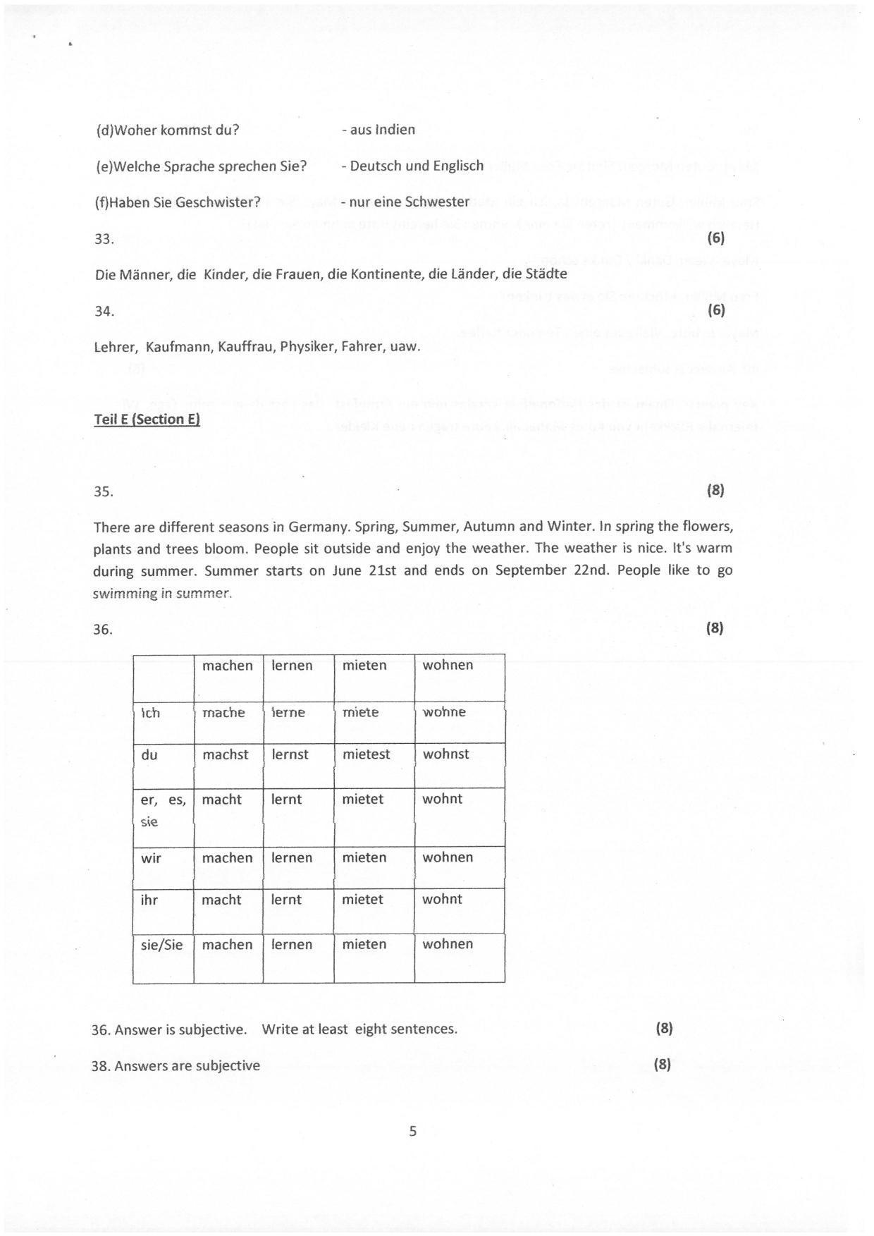 Kerala Plus One (Class 11th) Part-II German Answer Key 2021 - Page 5