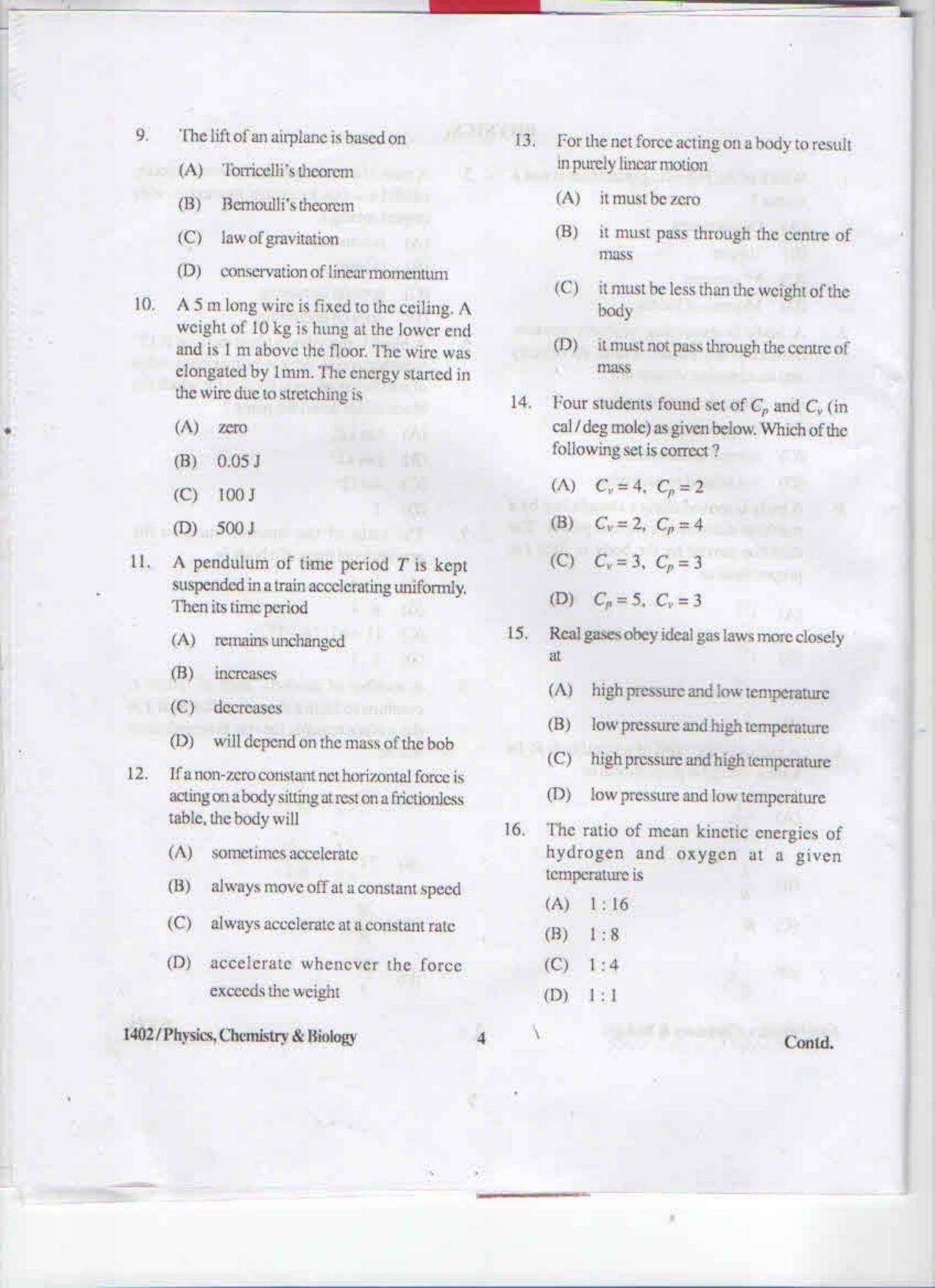 APJEE Physics, Chemistry & Biology 2015 Question Paper - Page 3