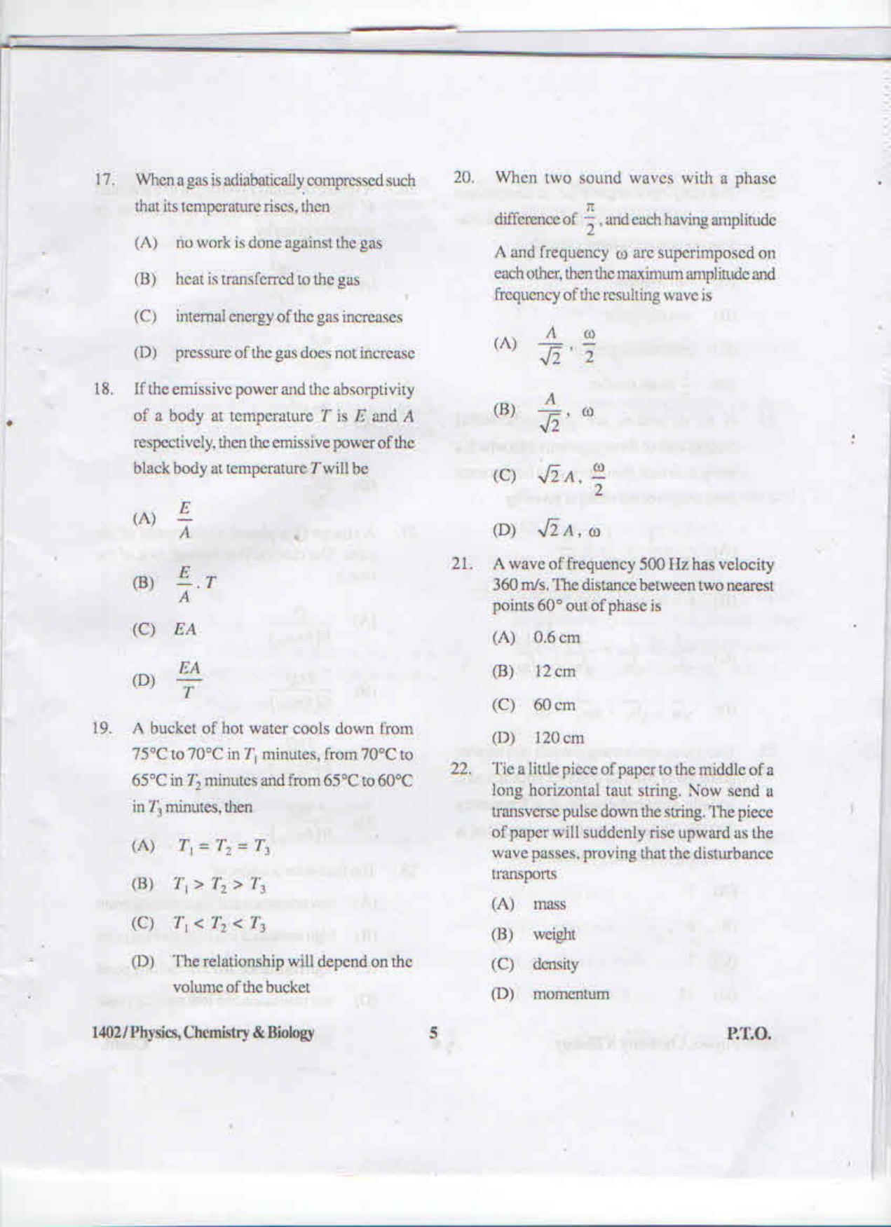 APJEE Physics, Chemistry & Biology 2015 Question Paper - Page 4