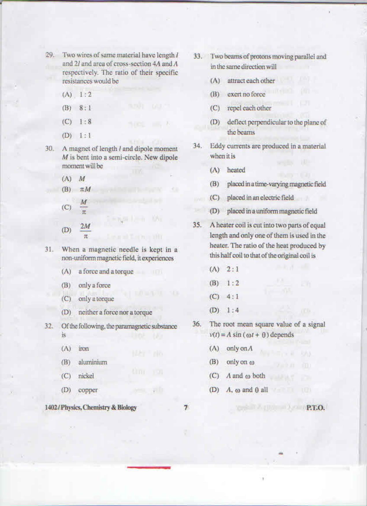APJEE Physics, Chemistry & Biology 2015 Question Paper - Page 6