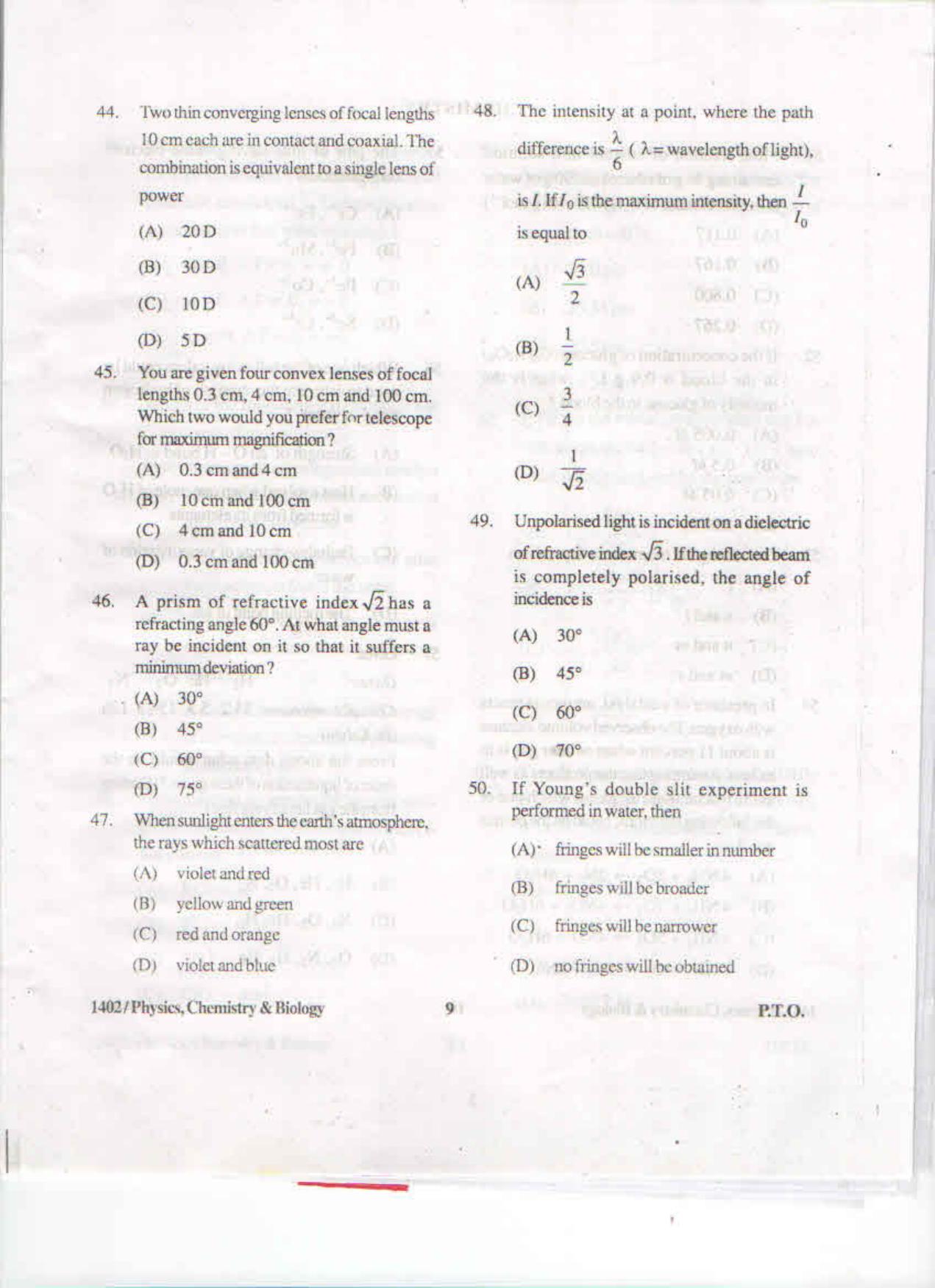 APJEE Physics, Chemistry & Biology 2015 Question Paper - Page 8