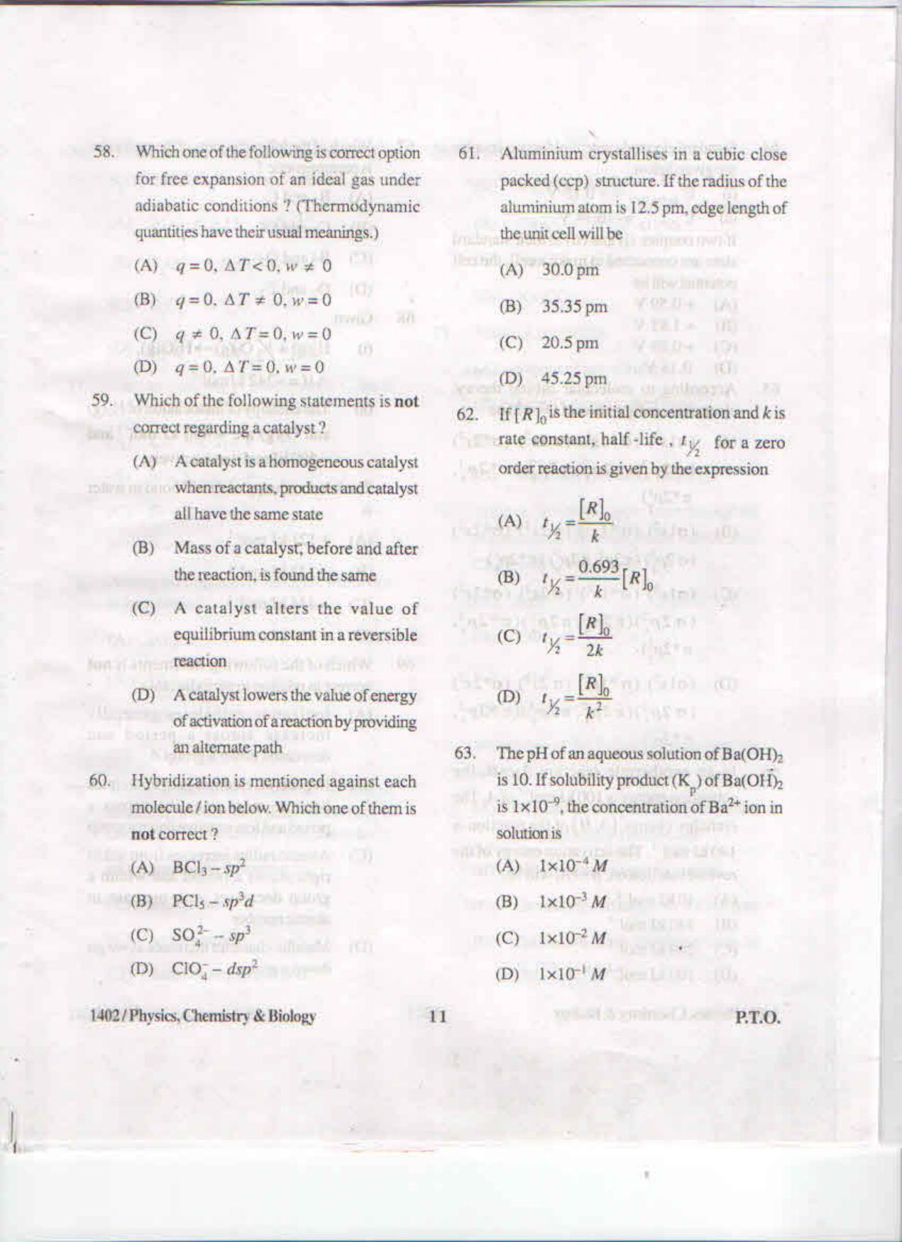 APJEE Physics, Chemistry & Biology 2015 Question Paper - Page 10