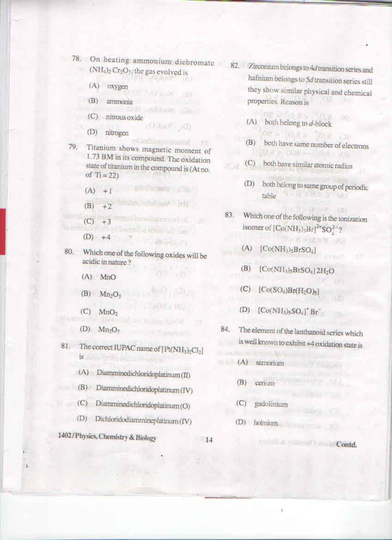 APJEE Physics, Chemistry & Biology 2015 Question Paper - Page 13