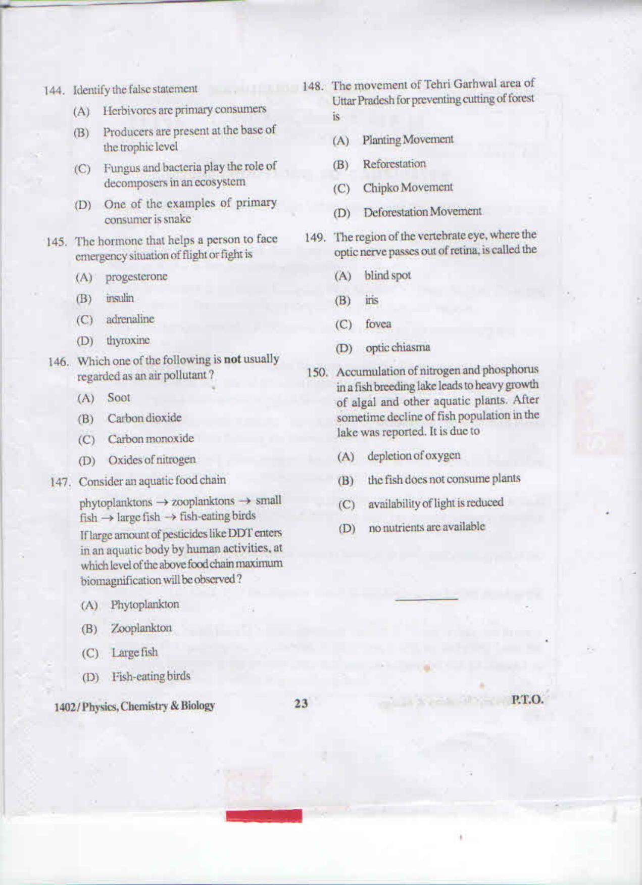 APJEE Physics, Chemistry & Biology 2015 Question Paper - Page 22