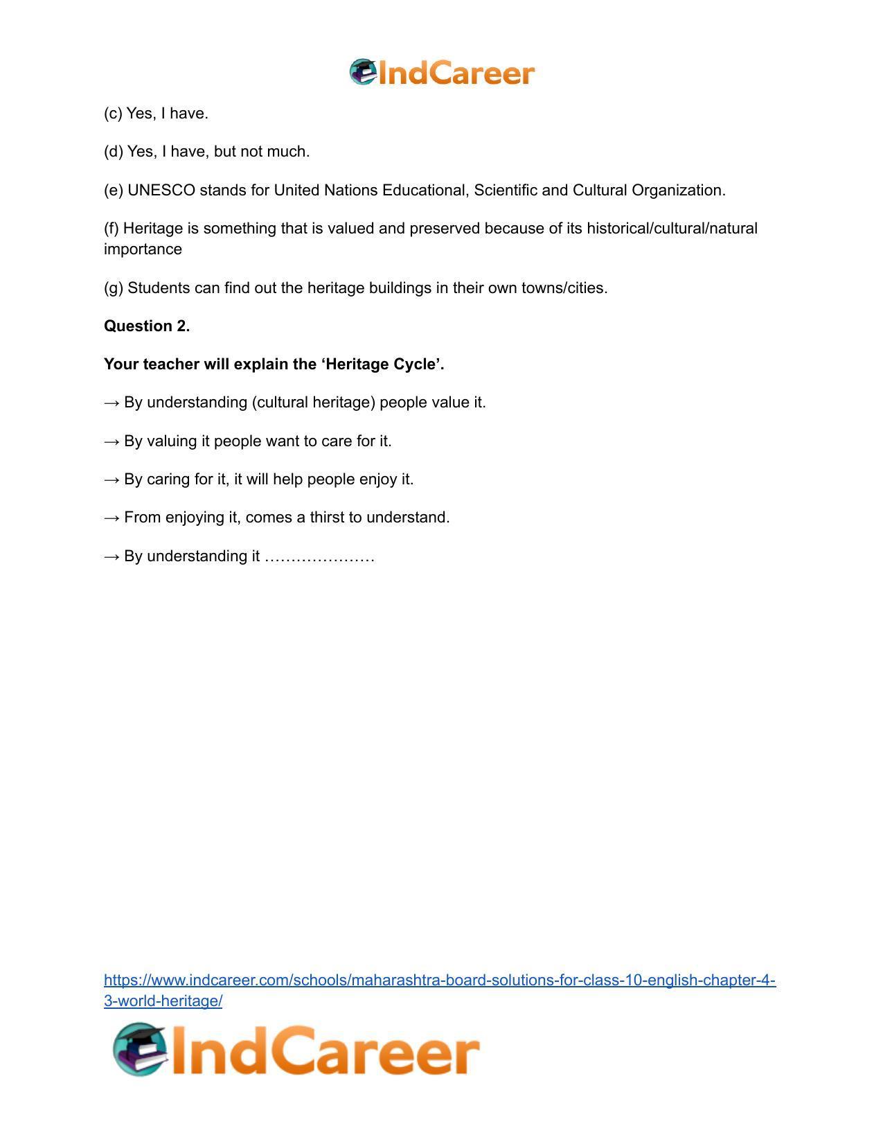 Maharashtra Board Solutions for Class 10- English: Chapter 4.3- World Heritage - Page 3