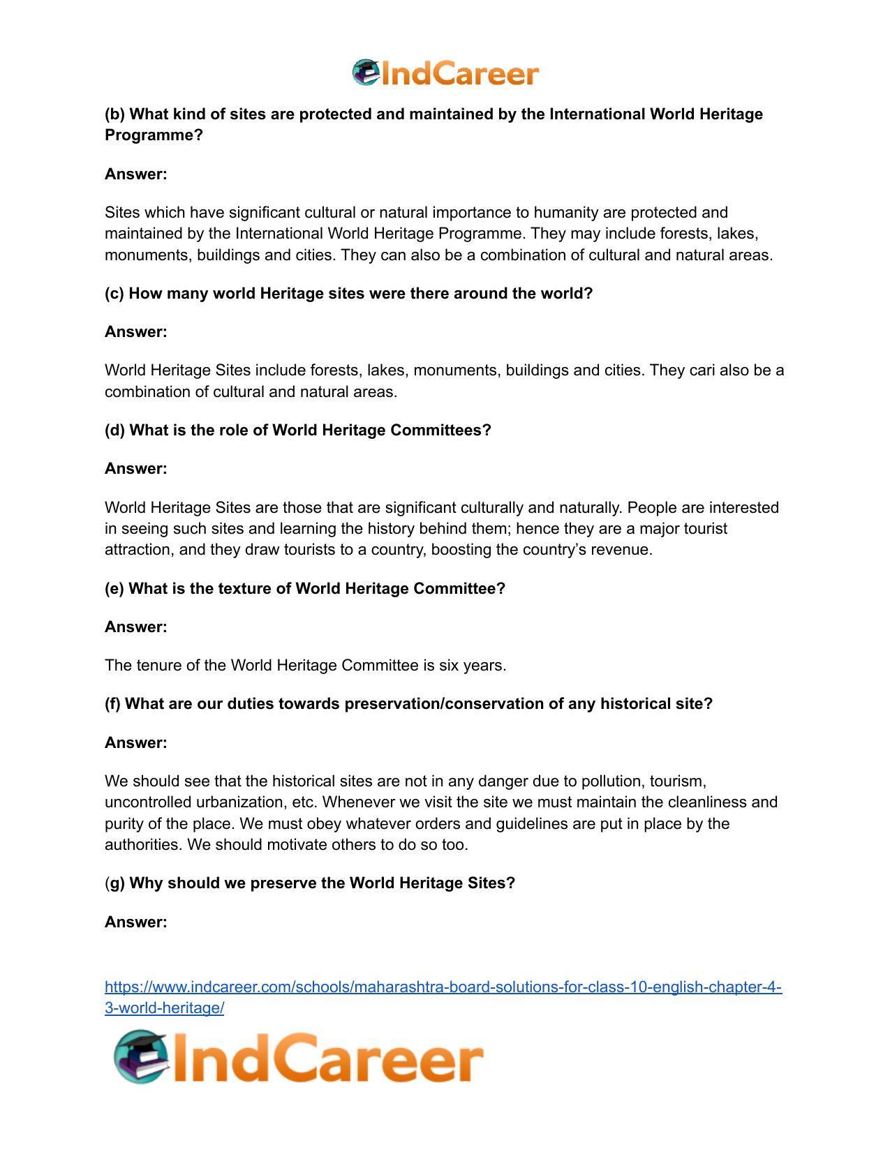 Maharashtra Board Solutions for Class 10- English: Chapter 4.3- World Heritage - Page 6