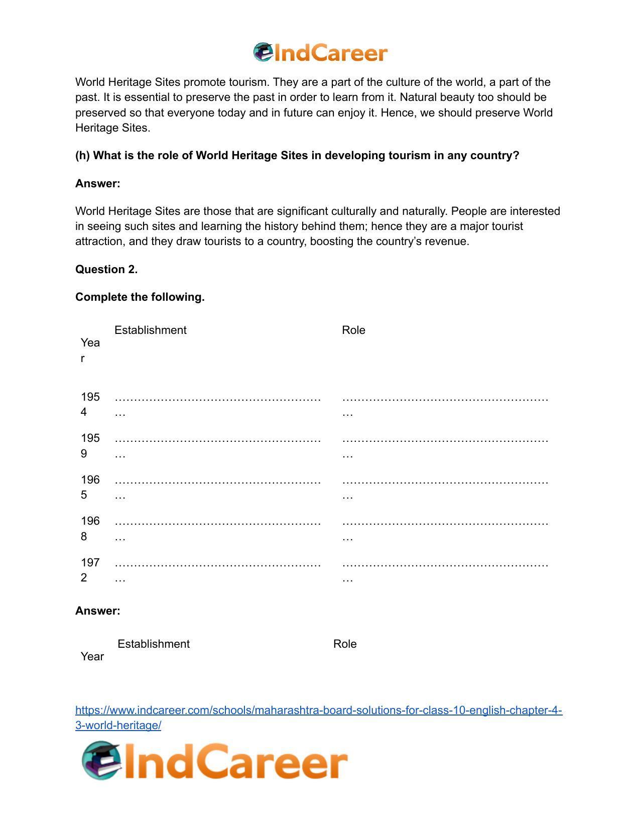 Maharashtra Board Solutions for Class 10- English: Chapter 4.3- World Heritage - Page 7