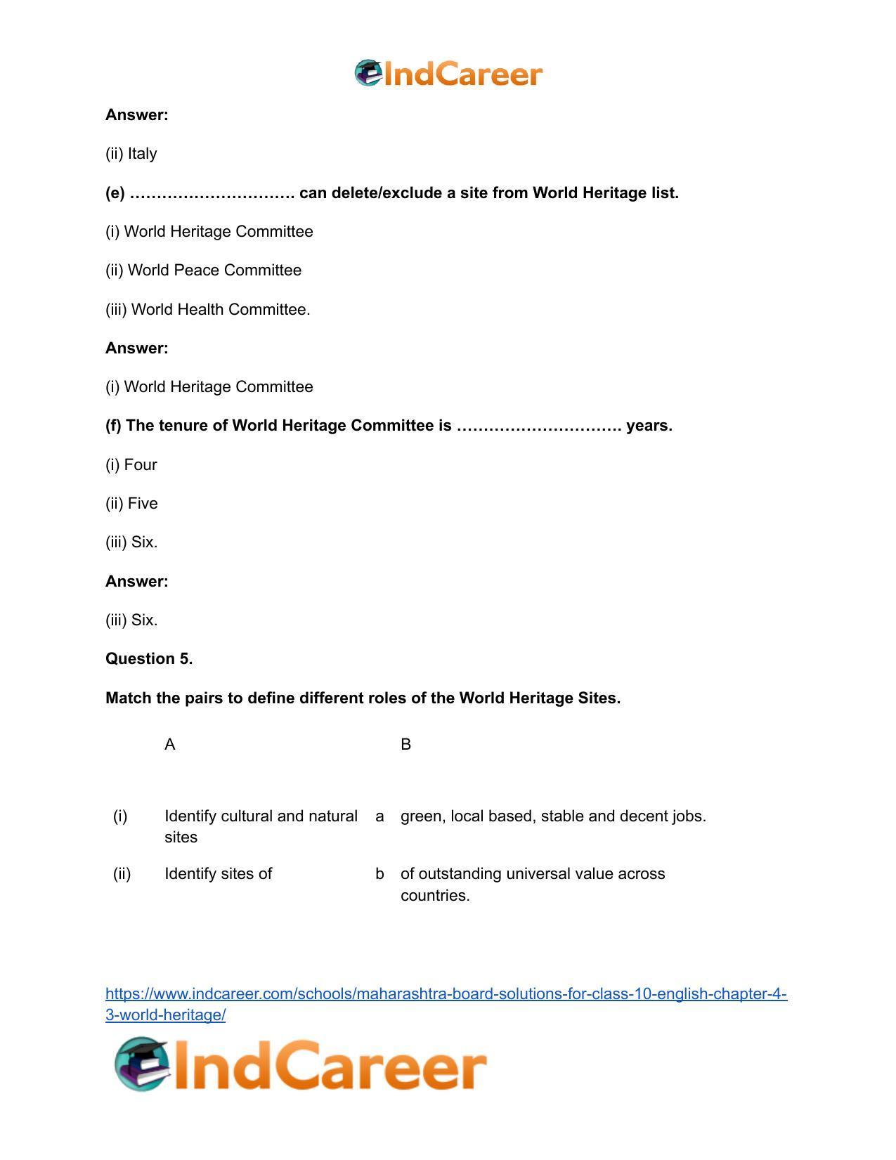 Maharashtra Board Solutions for Class 10- English: Chapter 4.3- World Heritage - Page 11