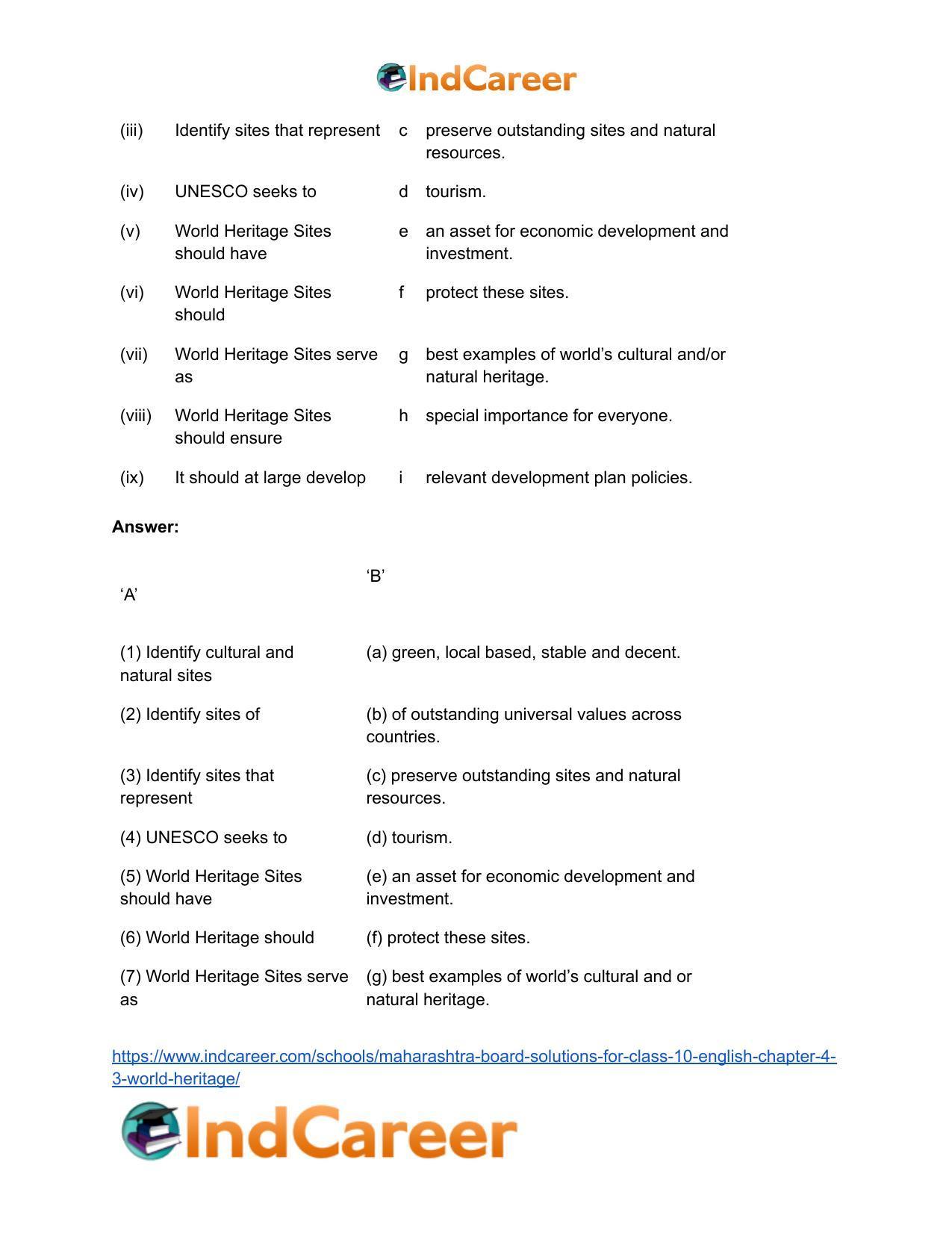 Maharashtra Board Solutions for Class 10- English: Chapter 4.3- World Heritage - Page 12