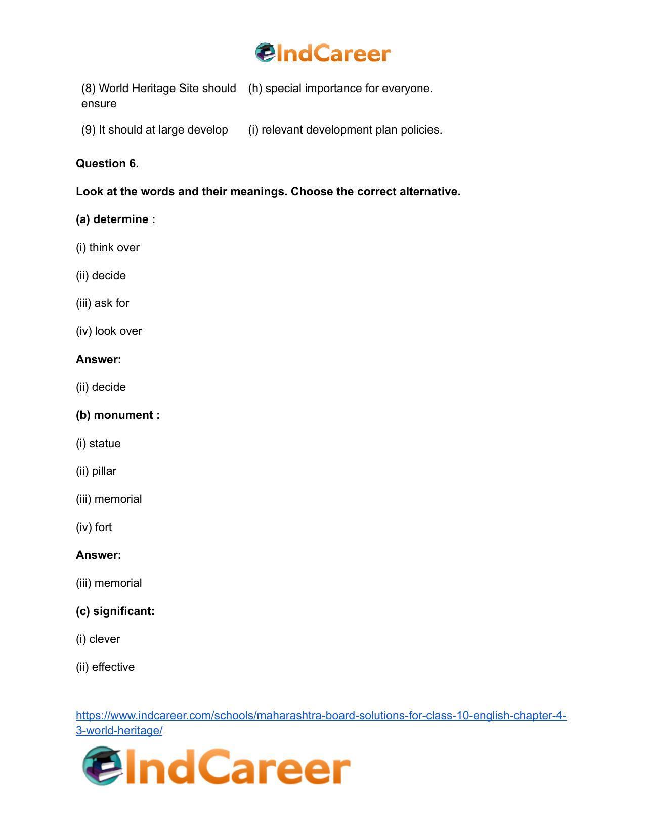 Maharashtra Board Solutions for Class 10- English: Chapter 4.3- World Heritage - Page 13