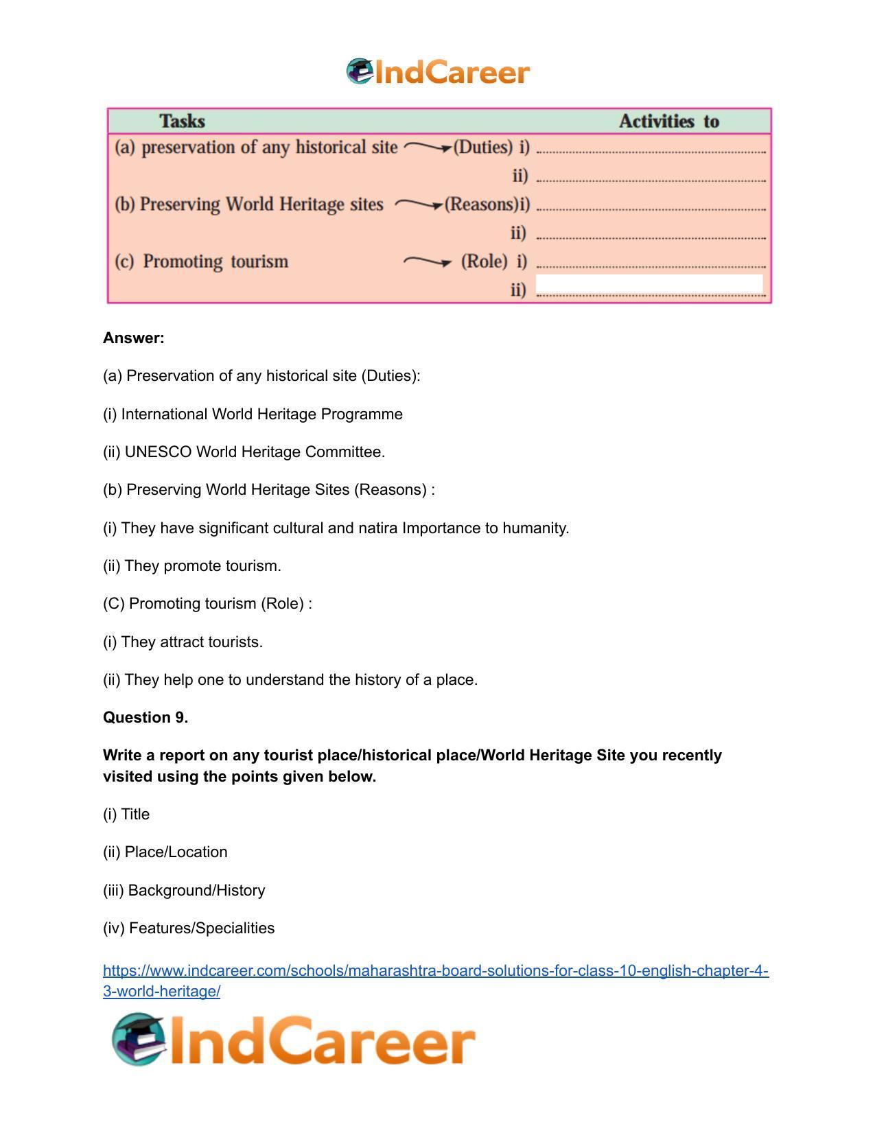 Maharashtra Board Solutions for Class 10- English: Chapter 4.3- World Heritage - Page 15
