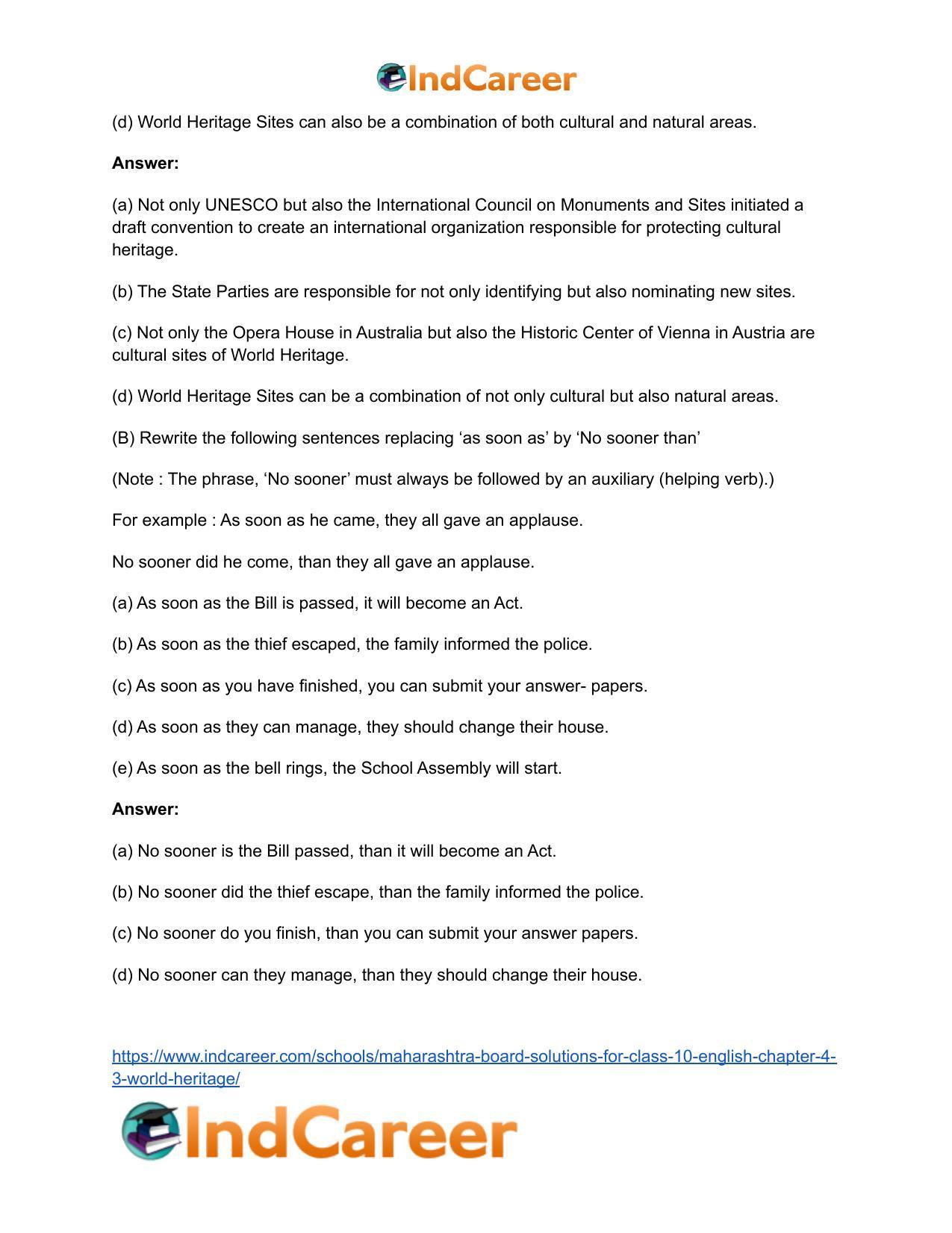Maharashtra Board Solutions for Class 10- English: Chapter 4.3- World Heritage - Page 17