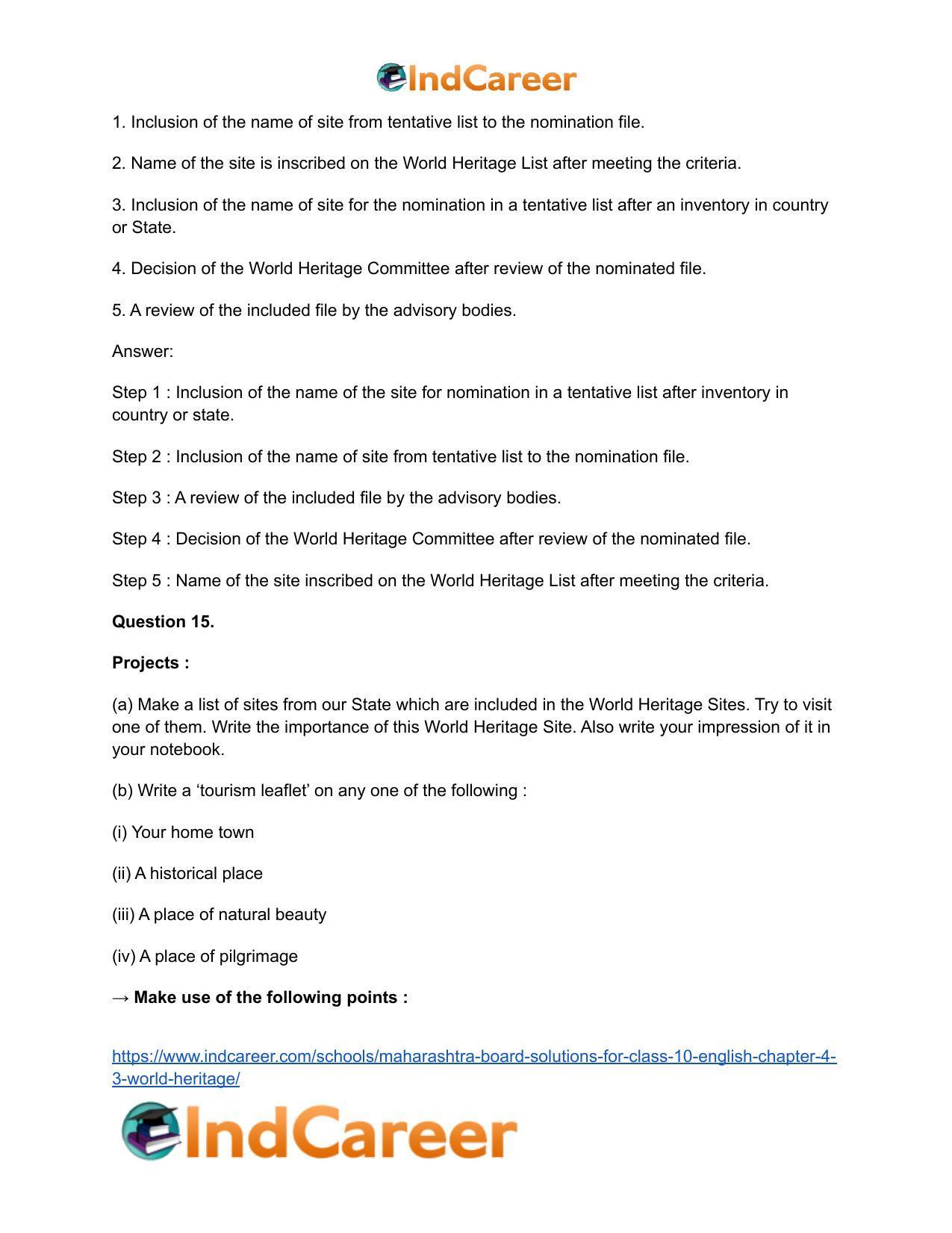 Maharashtra Board Solutions for Class 10- English: Chapter 4.3- World Heritage - Page 21