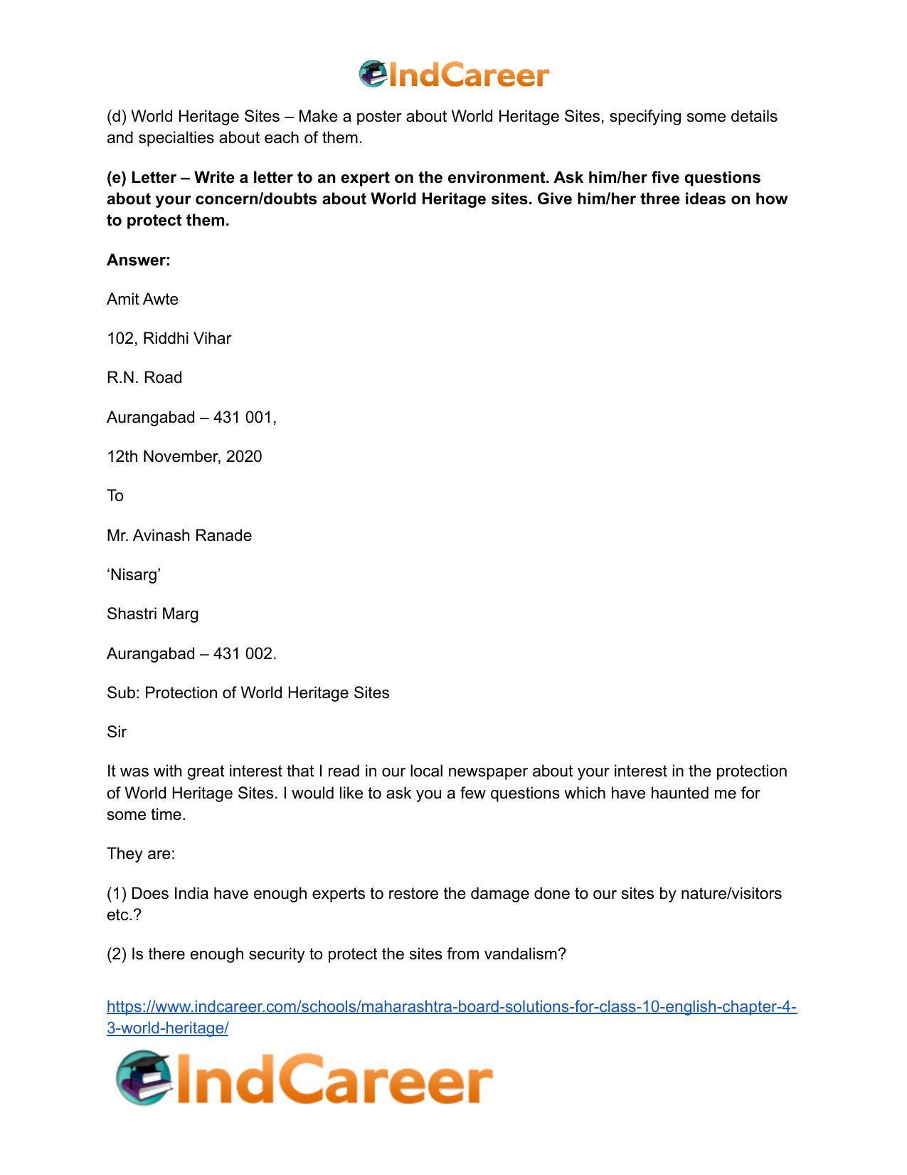 Maharashtra Board Solutions for Class 10- English: Chapter 4.3- World Heritage - Page 24