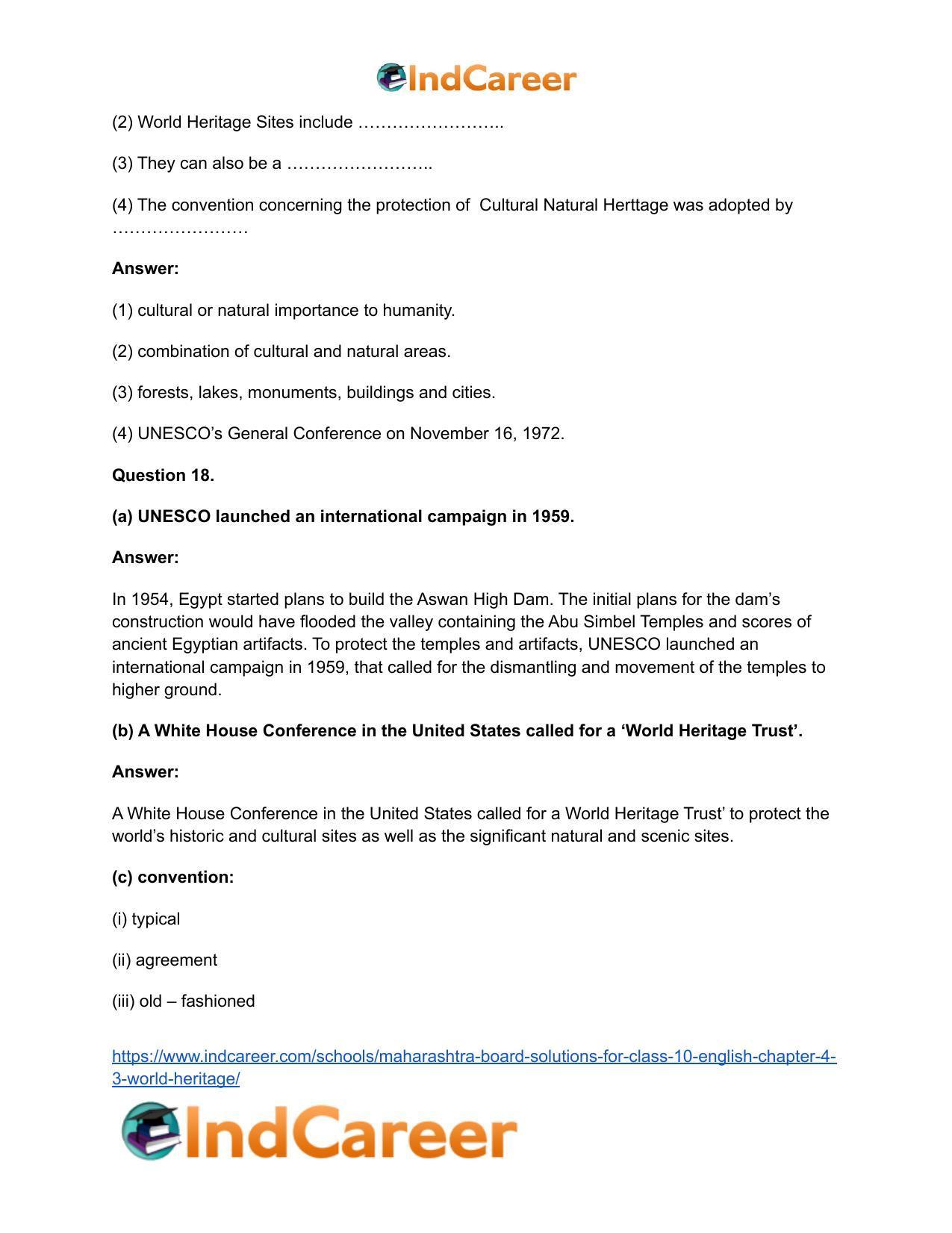 Maharashtra Board Solutions for Class 10- English: Chapter 4.3- World Heritage - Page 26