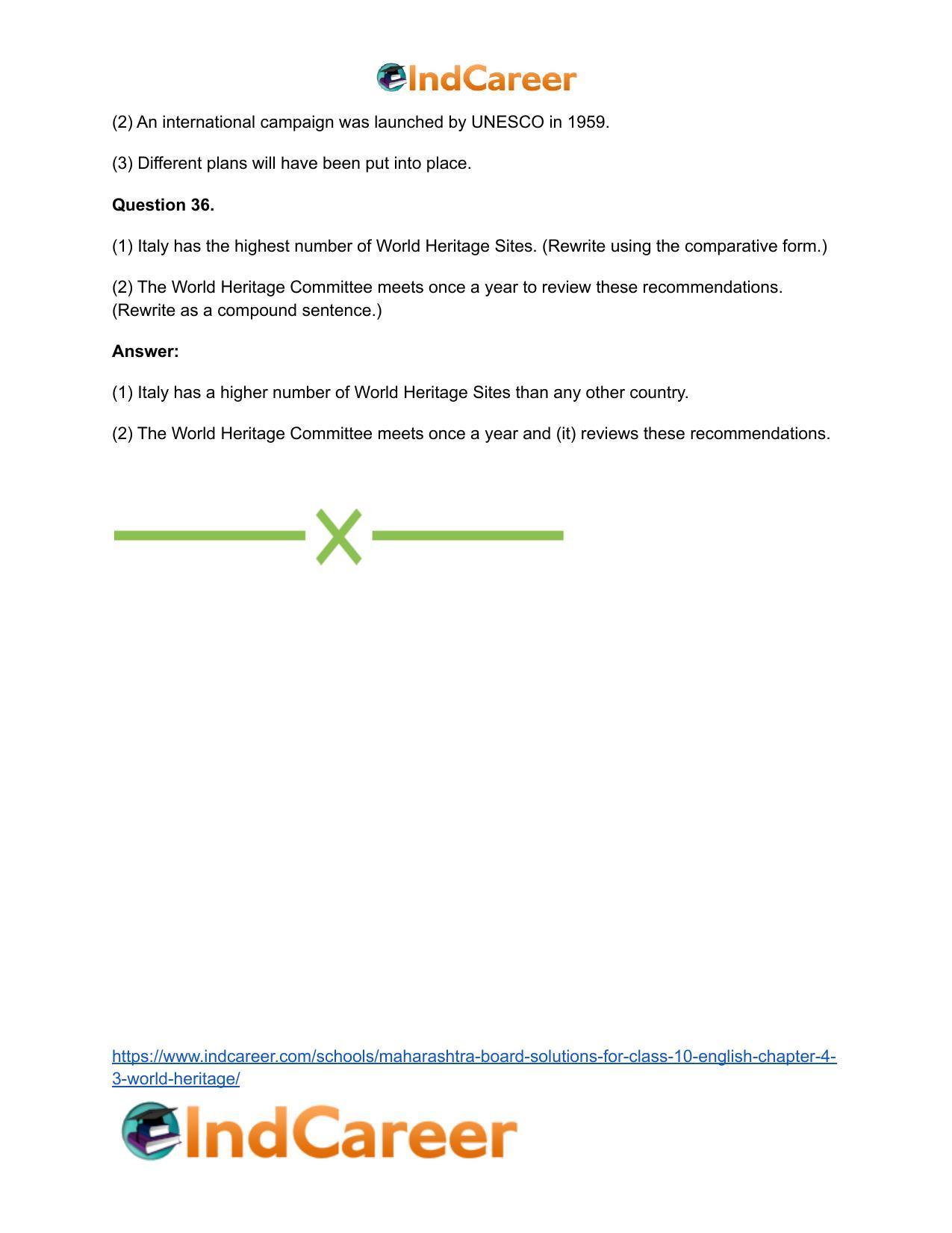 Maharashtra Board Solutions for Class 10- English: Chapter 4.3- World Heritage - Page 34