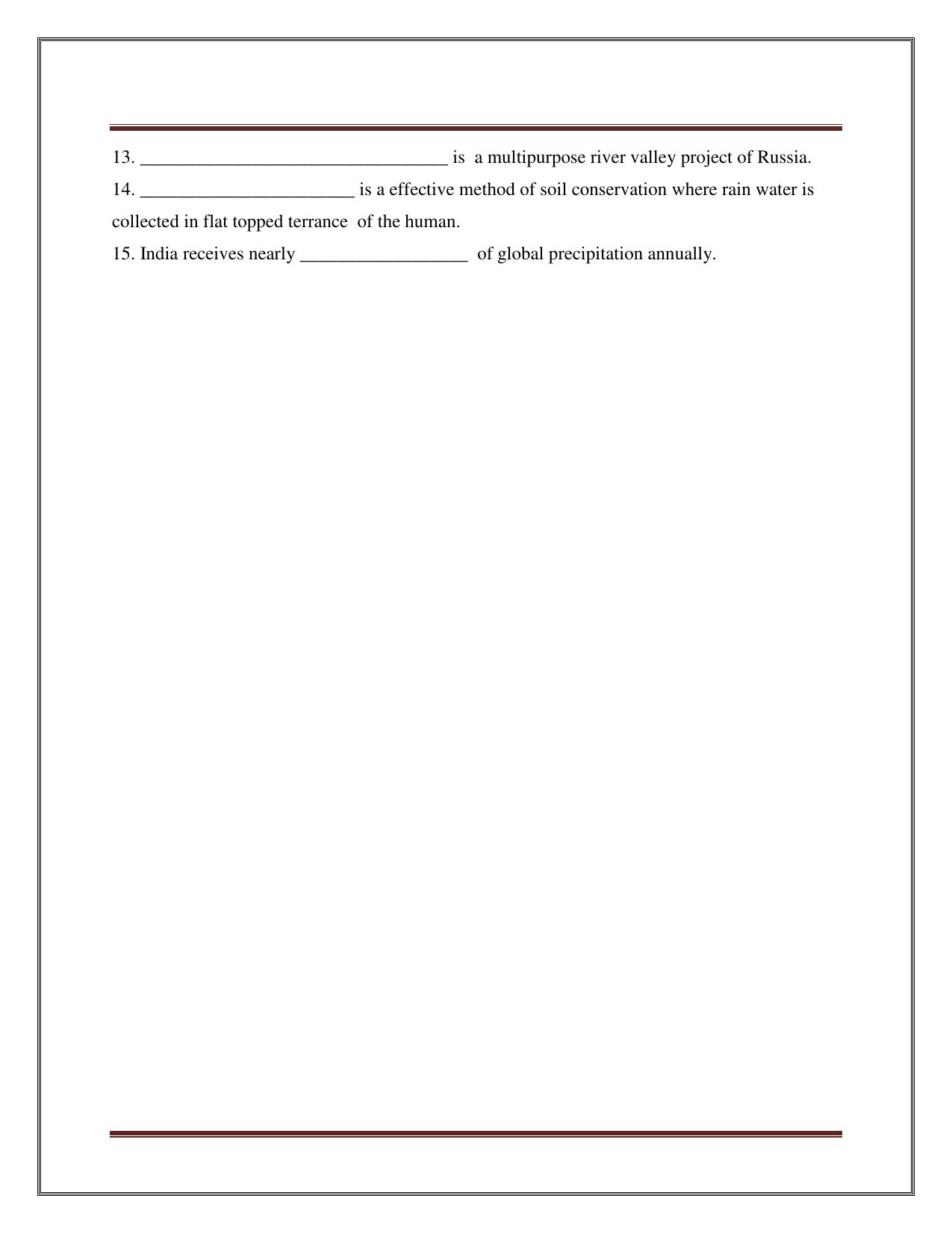 CBSE Worksheets for Class 8 Social Science NATURAL RESOURCE – WATER Assignment - Page 2