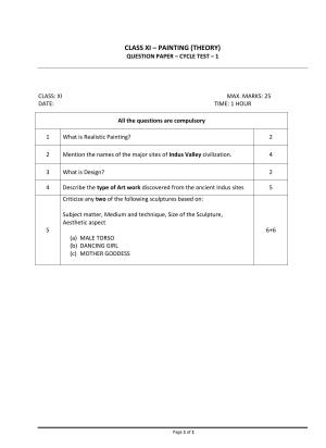 CBSE Worksheets for Class 11 Psychology Fine Arts Painting Assignment 2