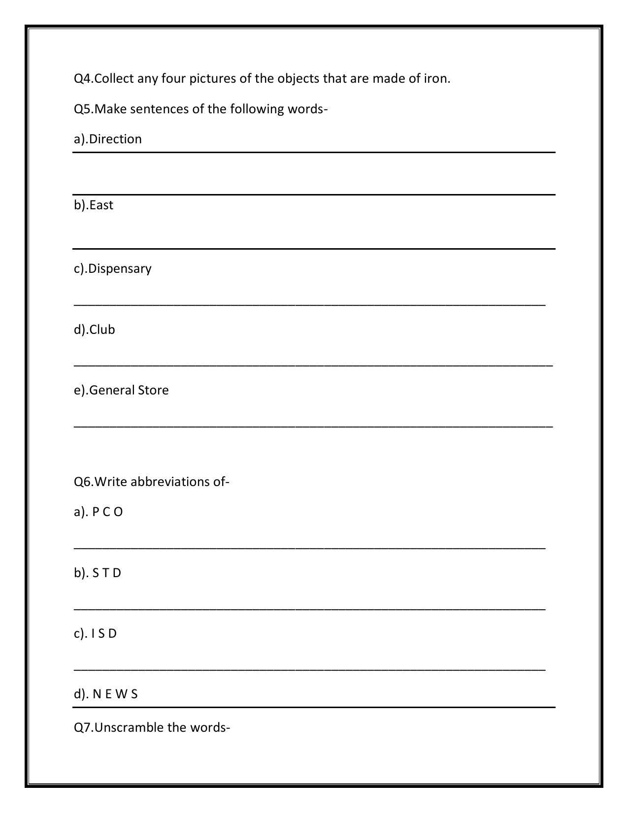 Worksheets for Class 2 EVS Assignment 52 Neighbourhood - Page 3