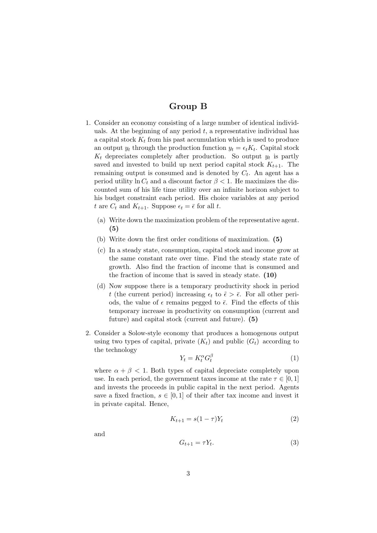 ISI Admission Test JRF in Quantitative Economics QEB 2019 Sample Paper - Page 3