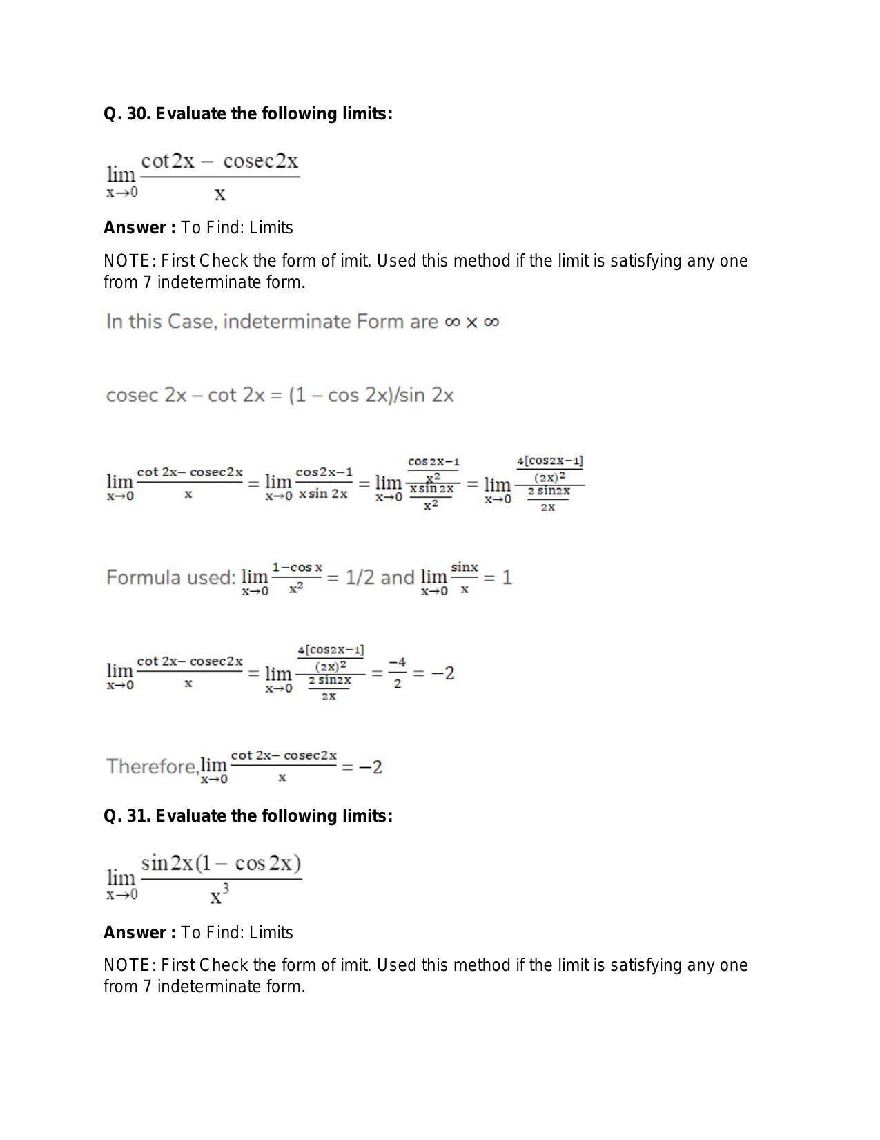 Chapter 27: Limits: RS Aggarwal Class 11 Solutions  - Page 61