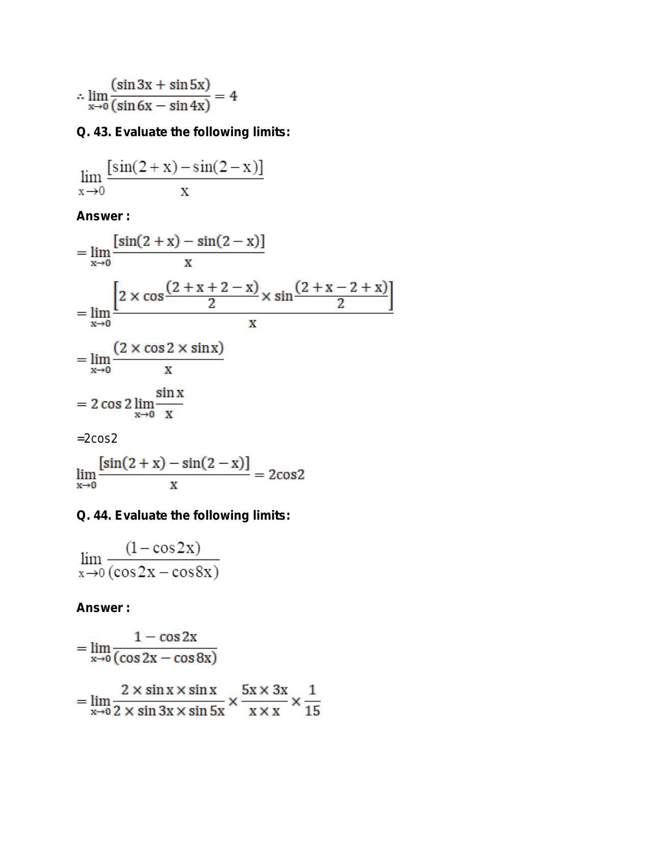 Chapter 27: Limits: RS Aggarwal Class 11 Solutions  - Page 70