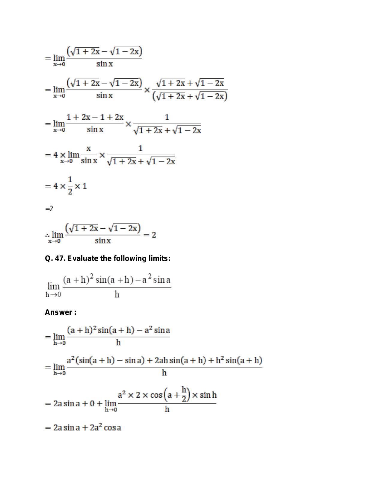 Chapter 27: Limits: RS Aggarwal Class 11 Solutions  - Page 72
