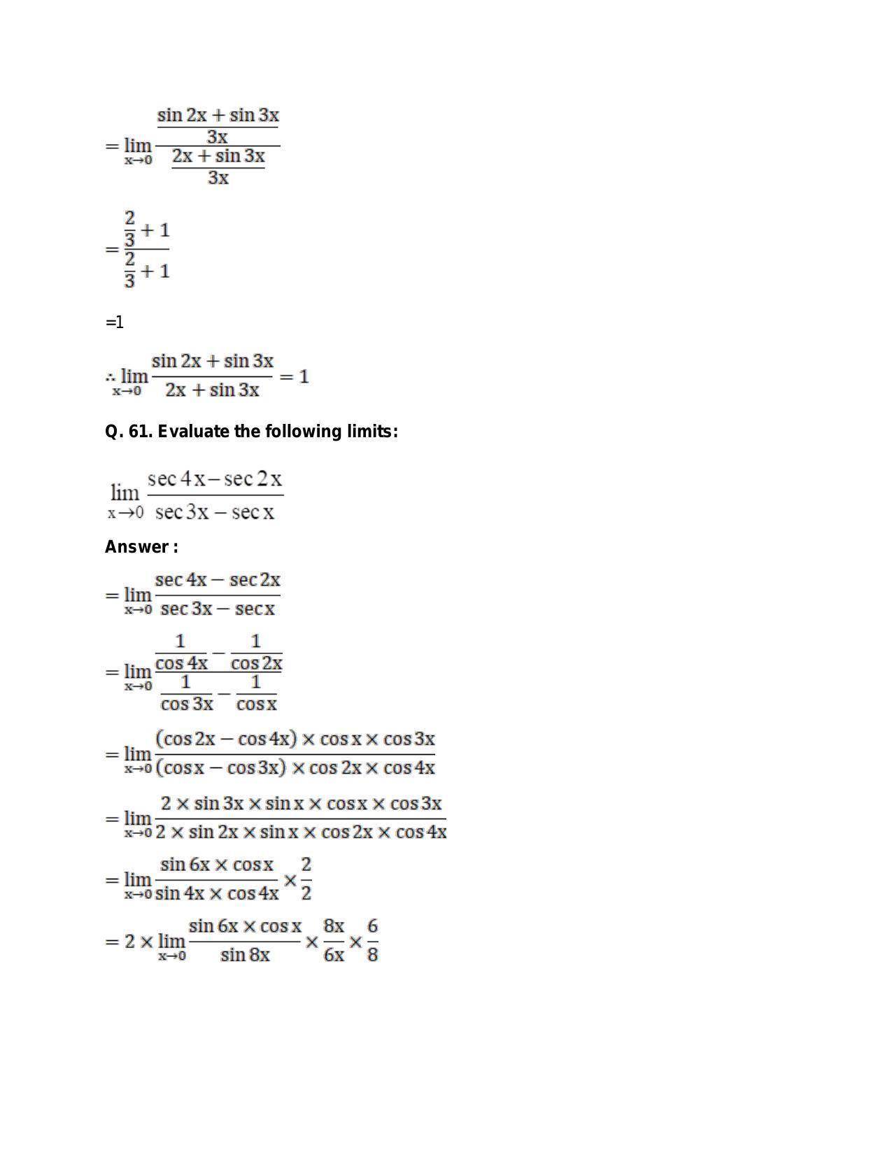 Chapter 27: Limits: RS Aggarwal Class 11 Solutions  - Page 81