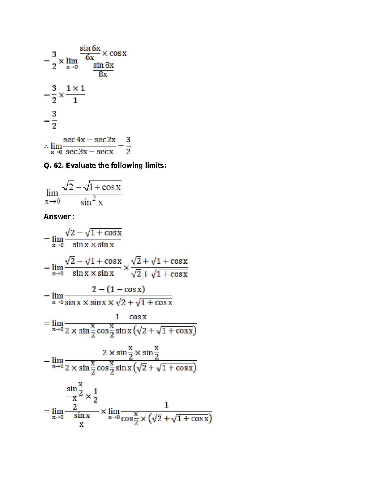 Chapter 27: Limits: RS Aggarwal Class 11 Solutions  - Page 82