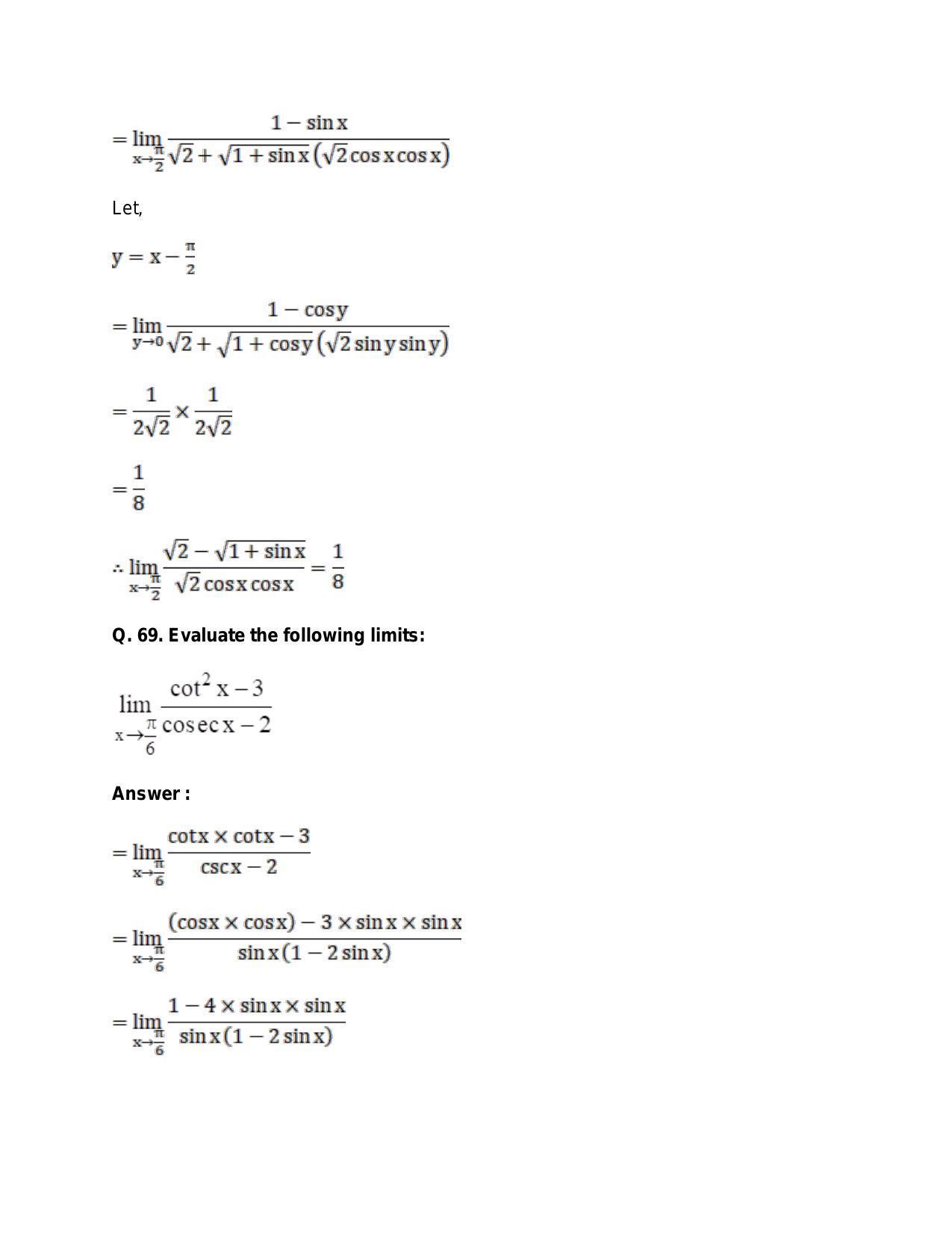 Chapter 27: Limits: RS Aggarwal Class 11 Solutions  - Page 87