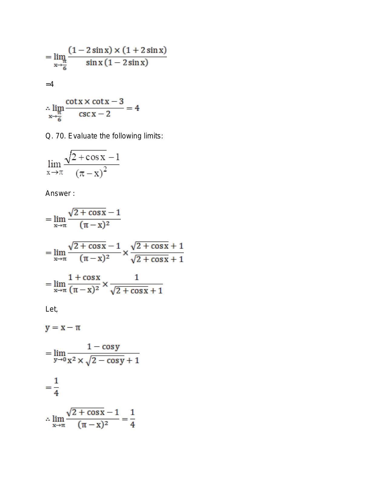 Chapter 27: Limits: RS Aggarwal Class 11 Solutions  - Page 88