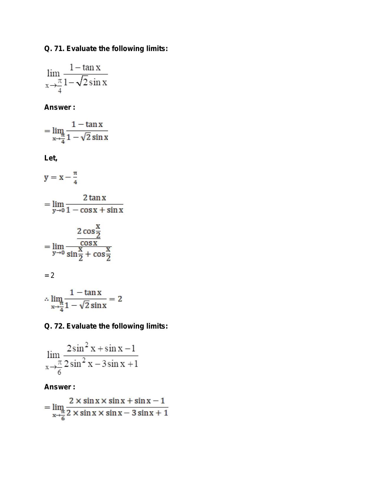 Chapter 27: Limits: RS Aggarwal Class 11 Solutions  - Page 89