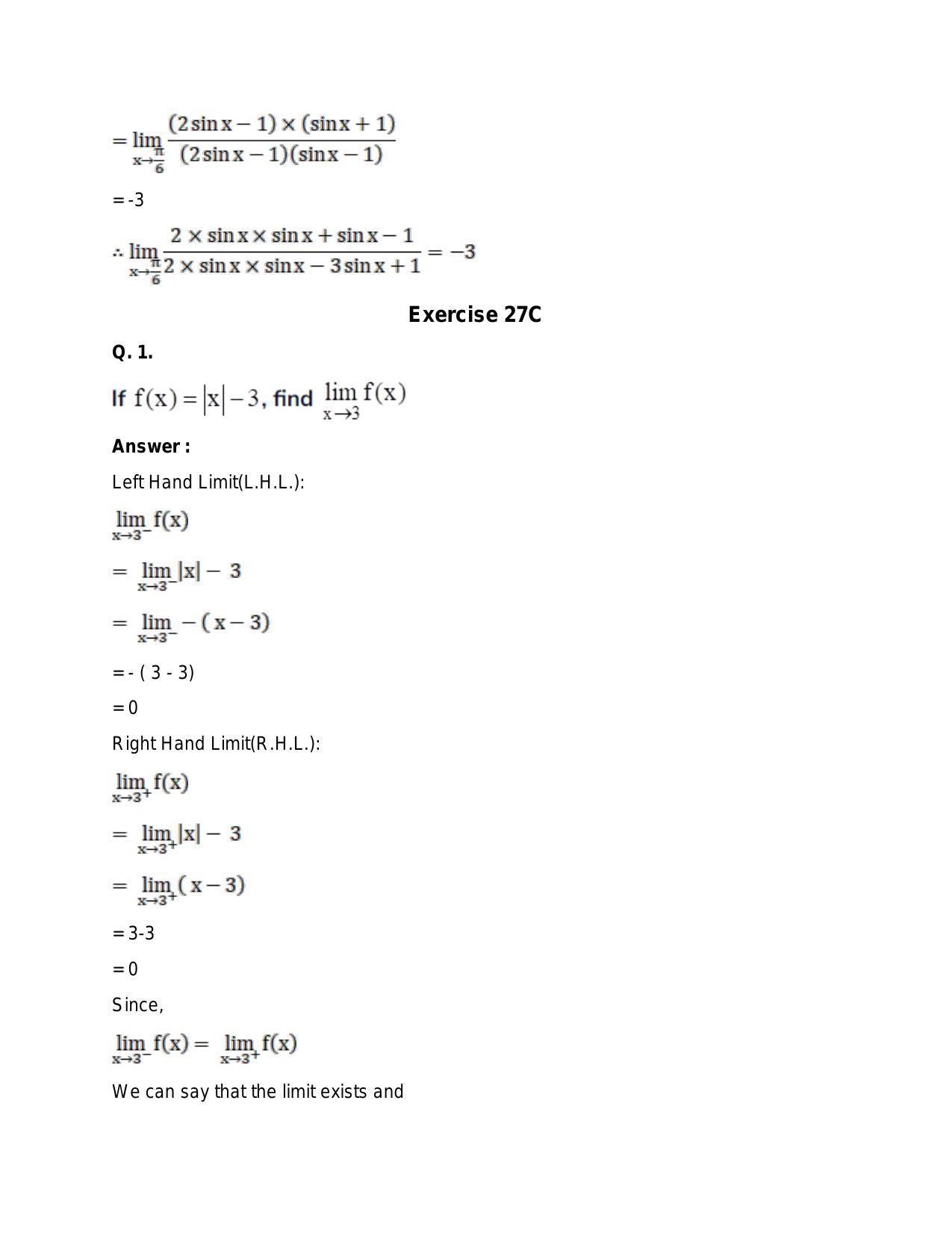 Chapter 27: Limits: RS Aggarwal Class 11 Solutions  - Page 90