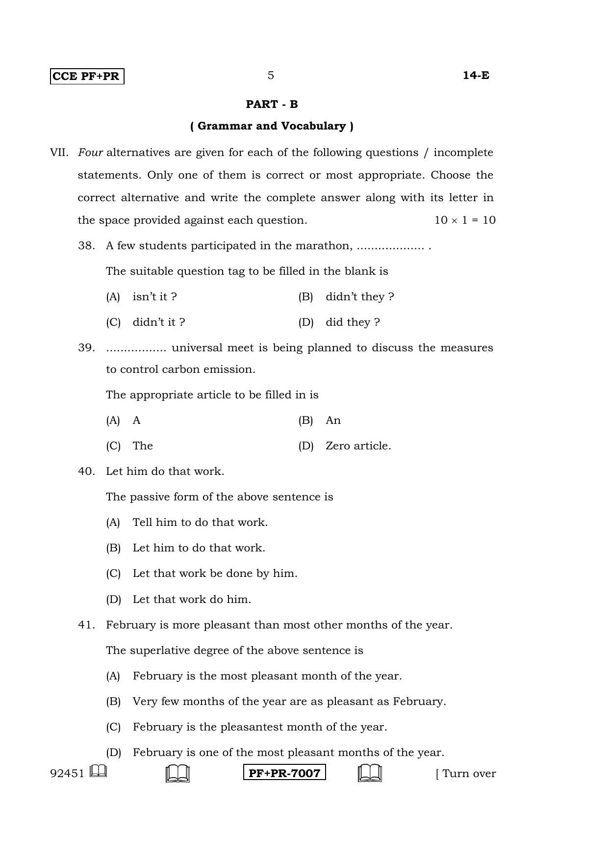 Karnataka SSLC English - First Language - ENGLISH (14-E CCE PF_PR_7) April 2016 Question Paper - Page 5