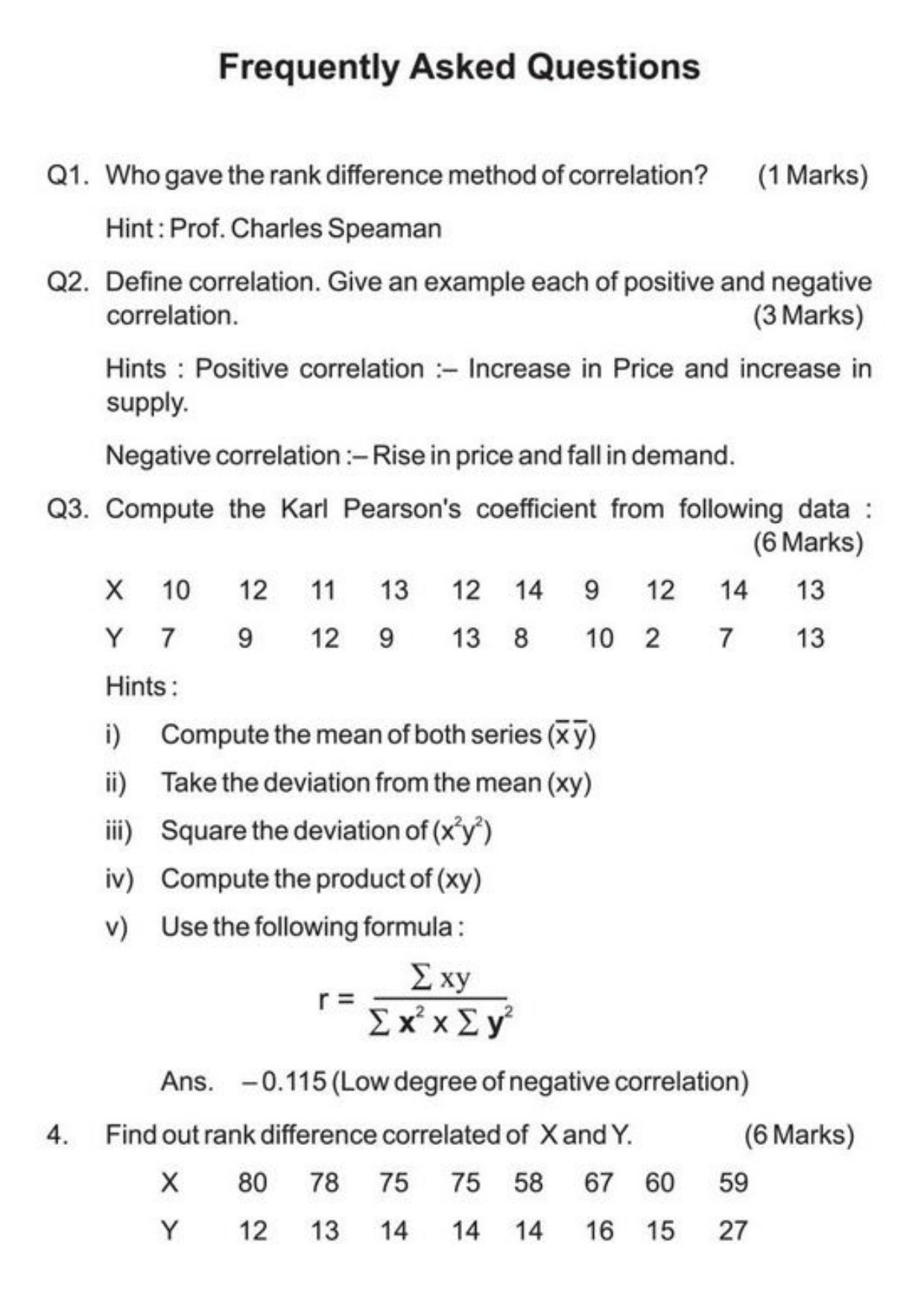 Class 11 Notes, Question & Practice Paper - Economics (Topic 2 (C) : Correlation) - Page 15