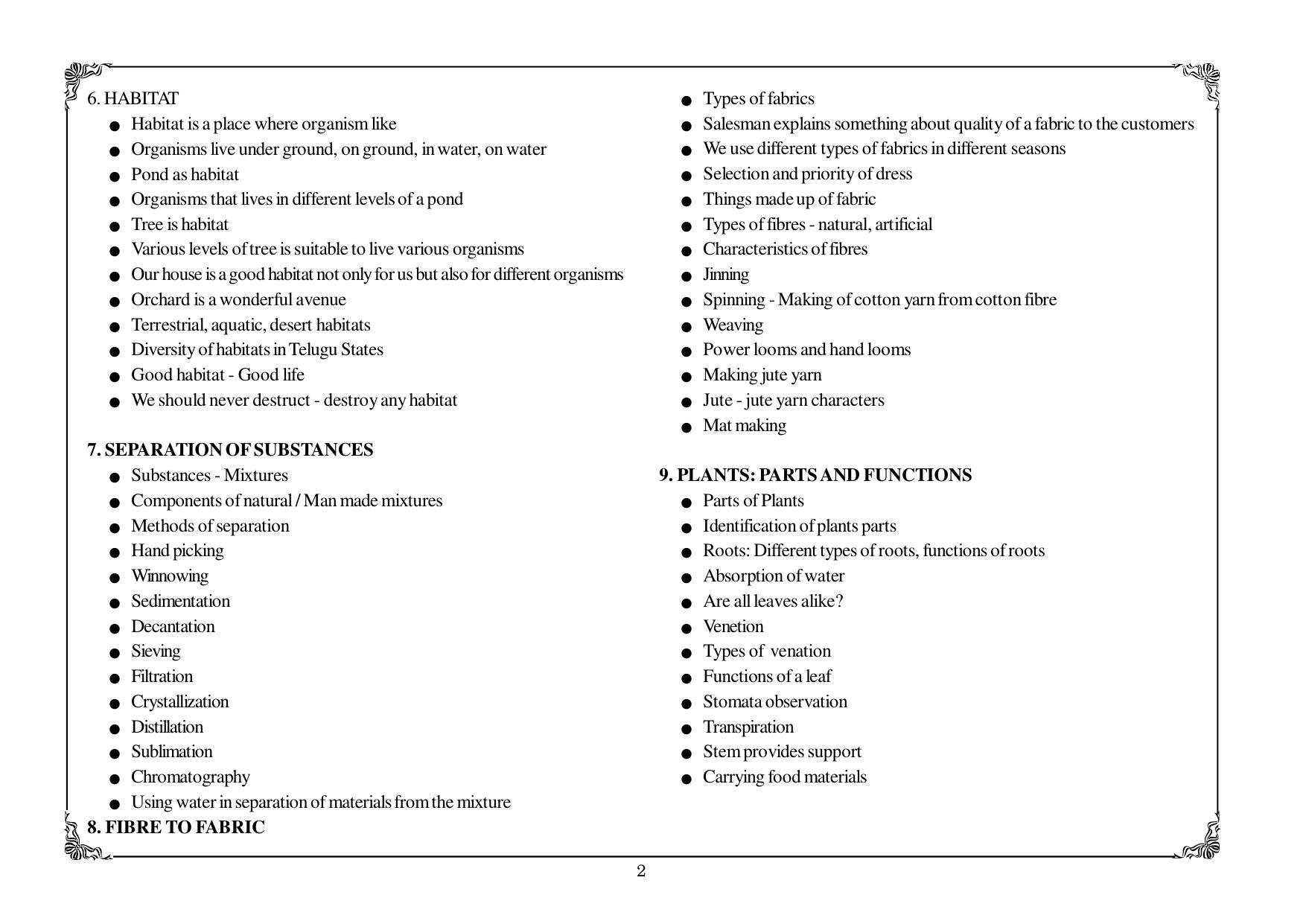 Telangana Baord General Science (Classes VI and VII) Syllabus - English Medium - Page 2