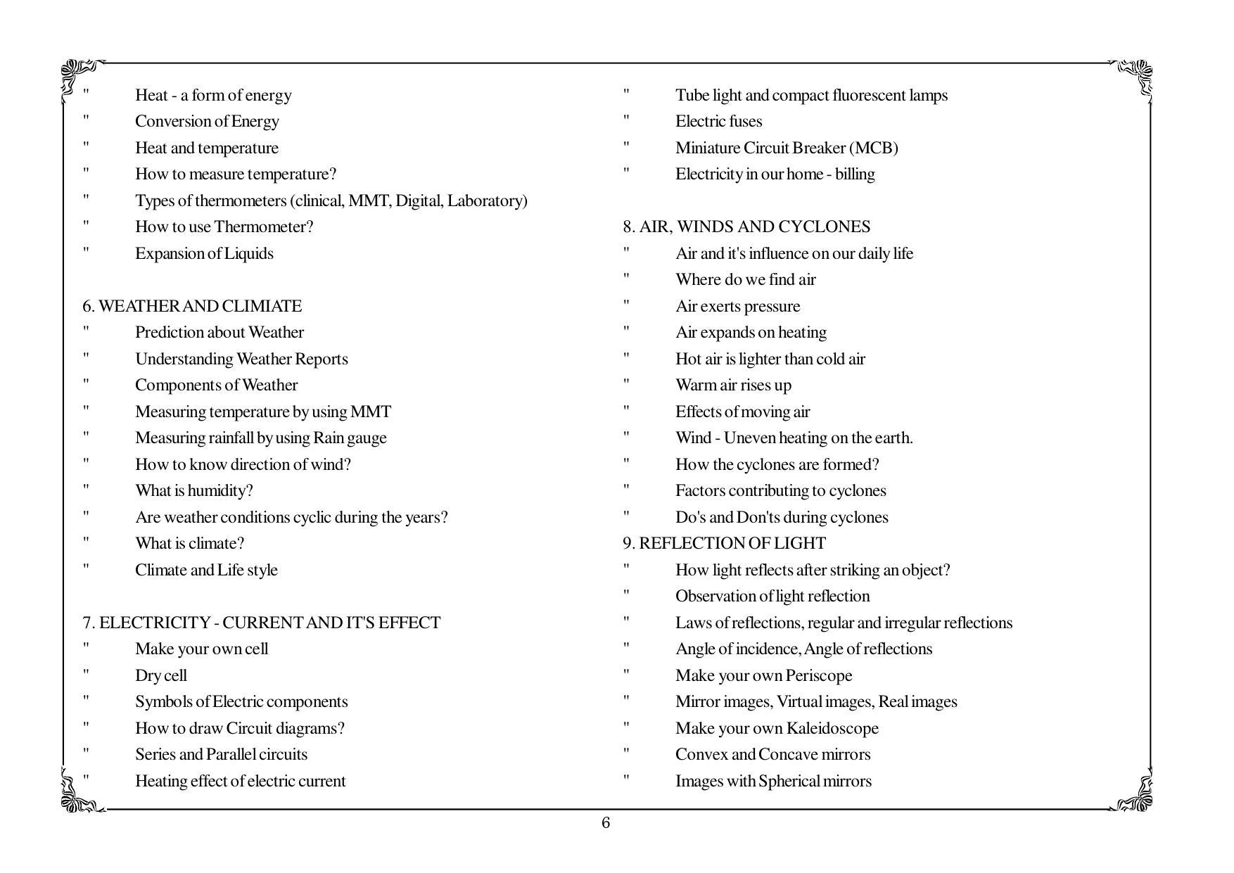 Telangana Baord General Science (Classes VI and VII) Syllabus - English Medium - Page 6