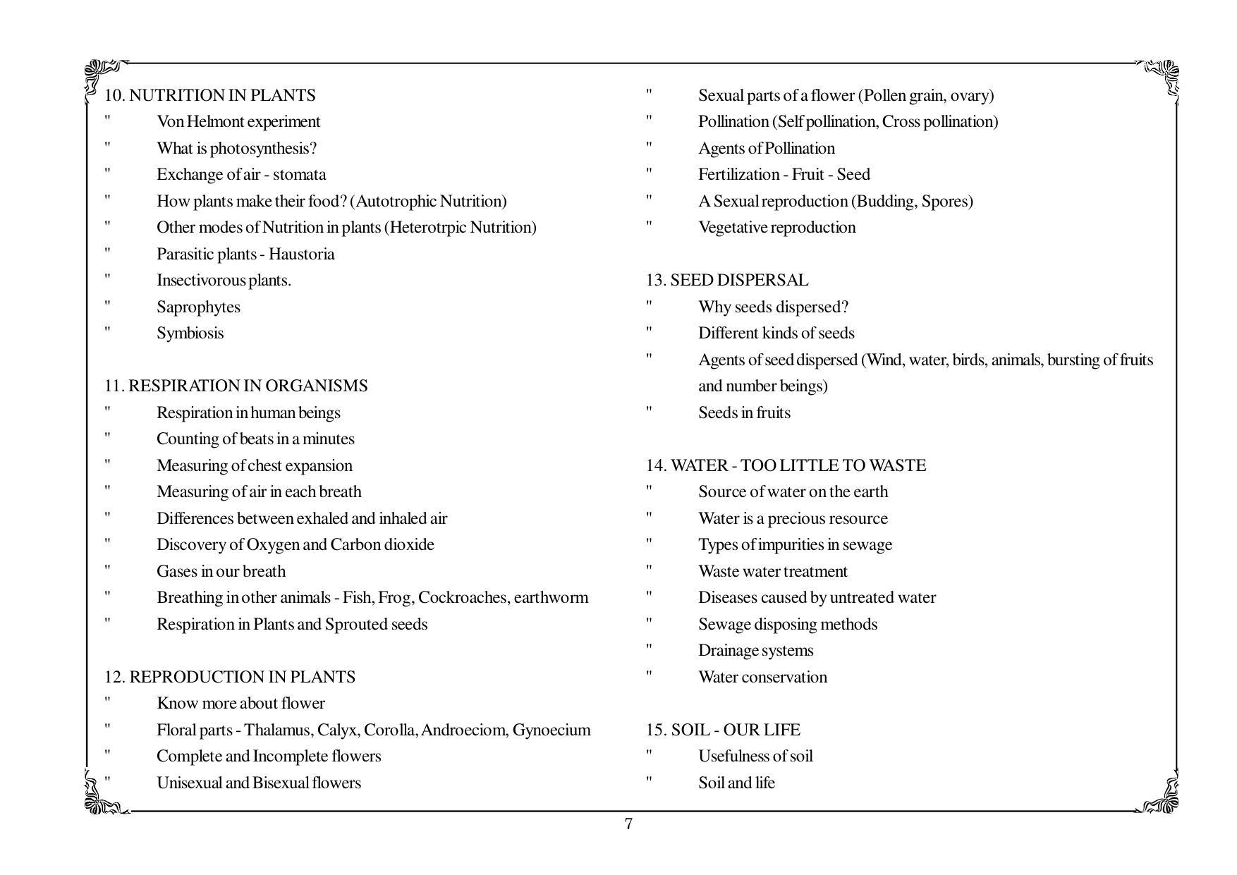 Telangana Baord General Science (Classes VI and VII) Syllabus - English Medium - Page 7