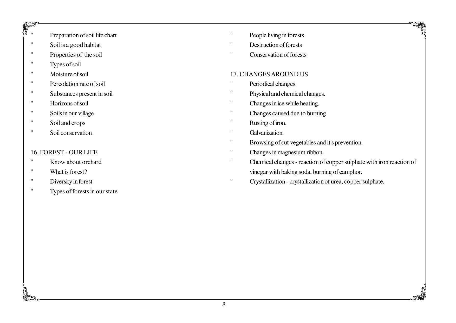 Telangana Baord General Science (Classes VI and VII) Syllabus - English Medium - Page 8