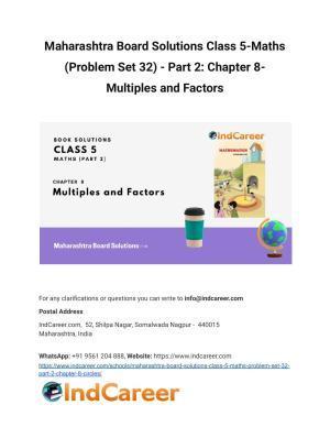 Maharashtra Board Solutions Class 5-Maths (Problem Set 32) - Part 2: Chapter 8- Multiples and Factors