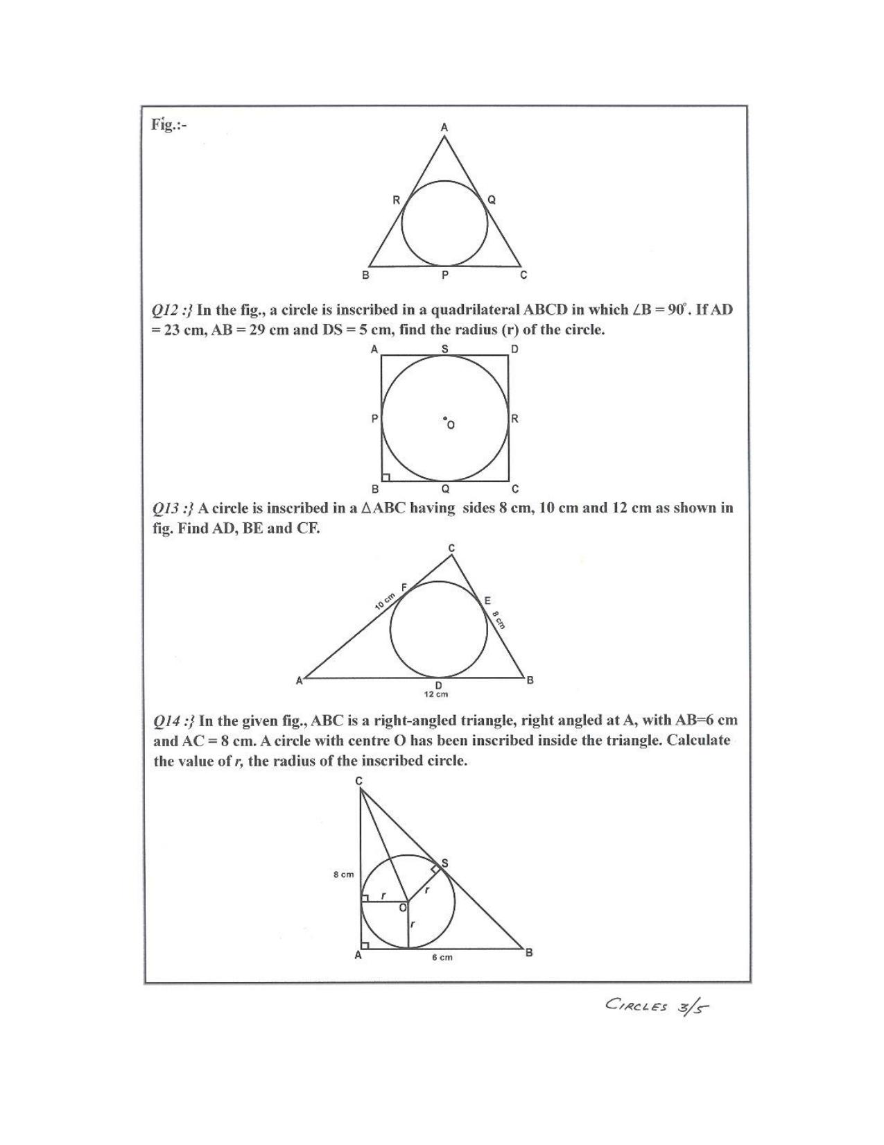 CBSE Worksheets for Class 10 Maths Circles Assignment 3 - Page 3