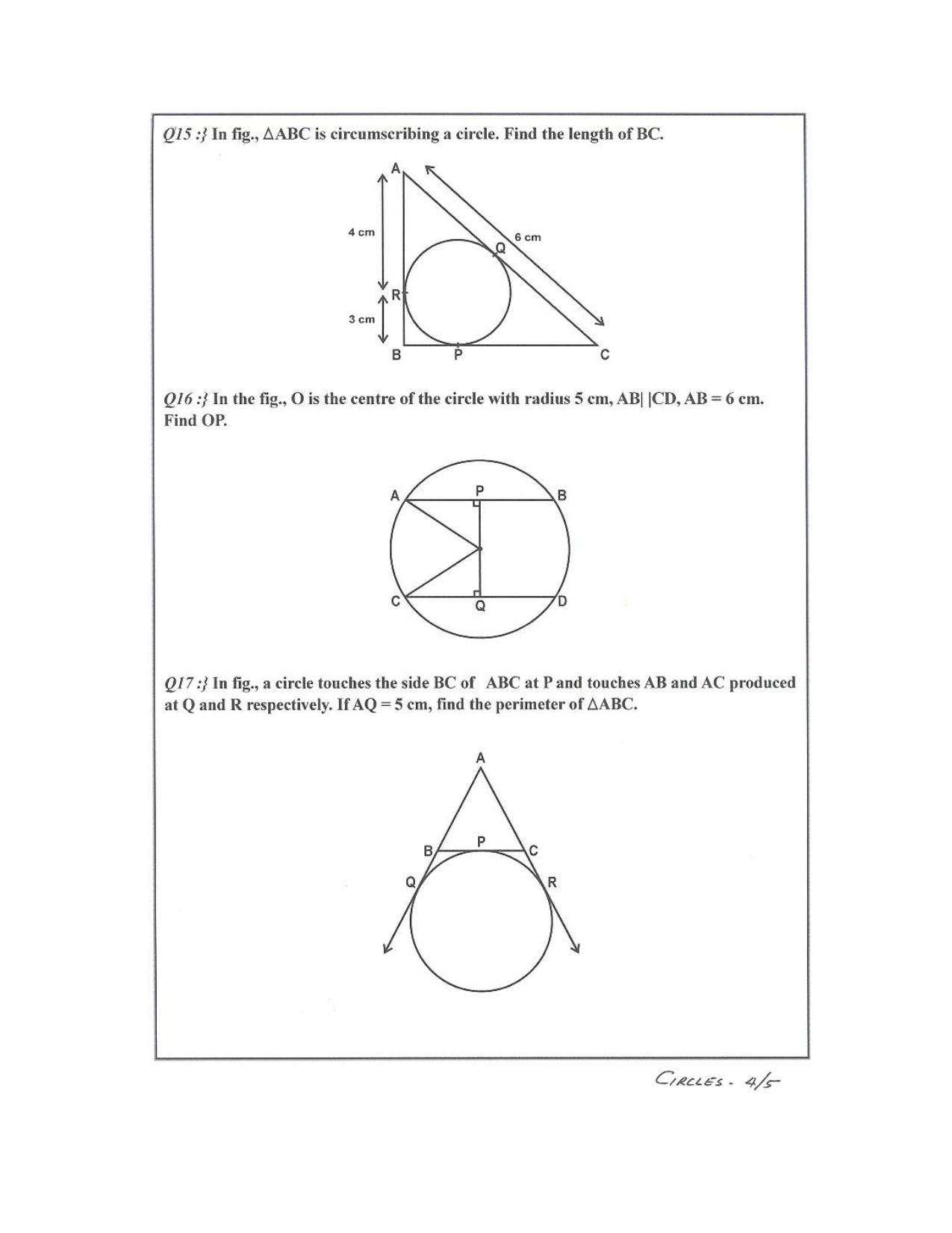 CBSE Worksheets for Class 10 Maths Circles Assignment 3 - Page 4