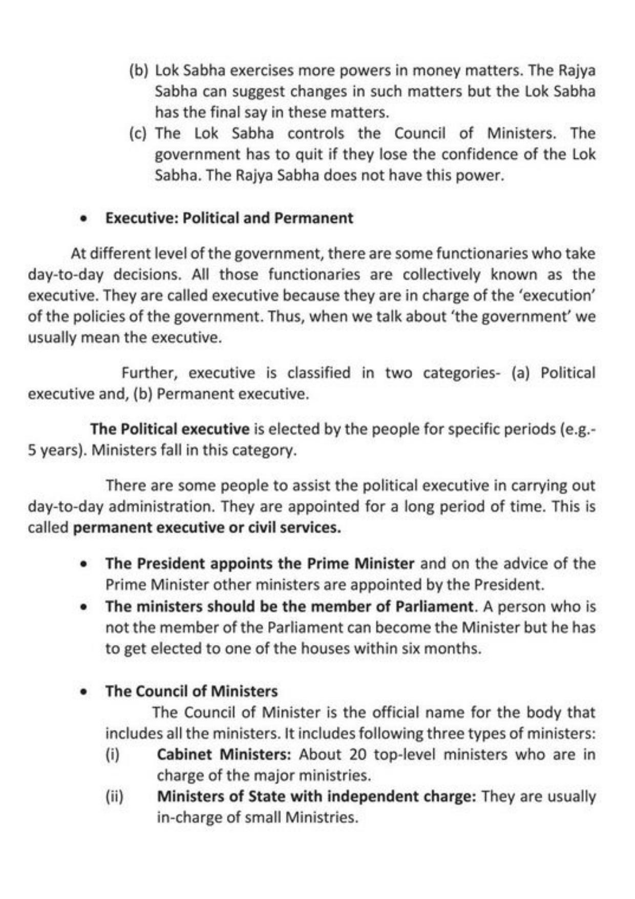 Class 9 Notes, Question & Practice Paper - Political Science (Topic 4 : Working of Institutions) - Page 4