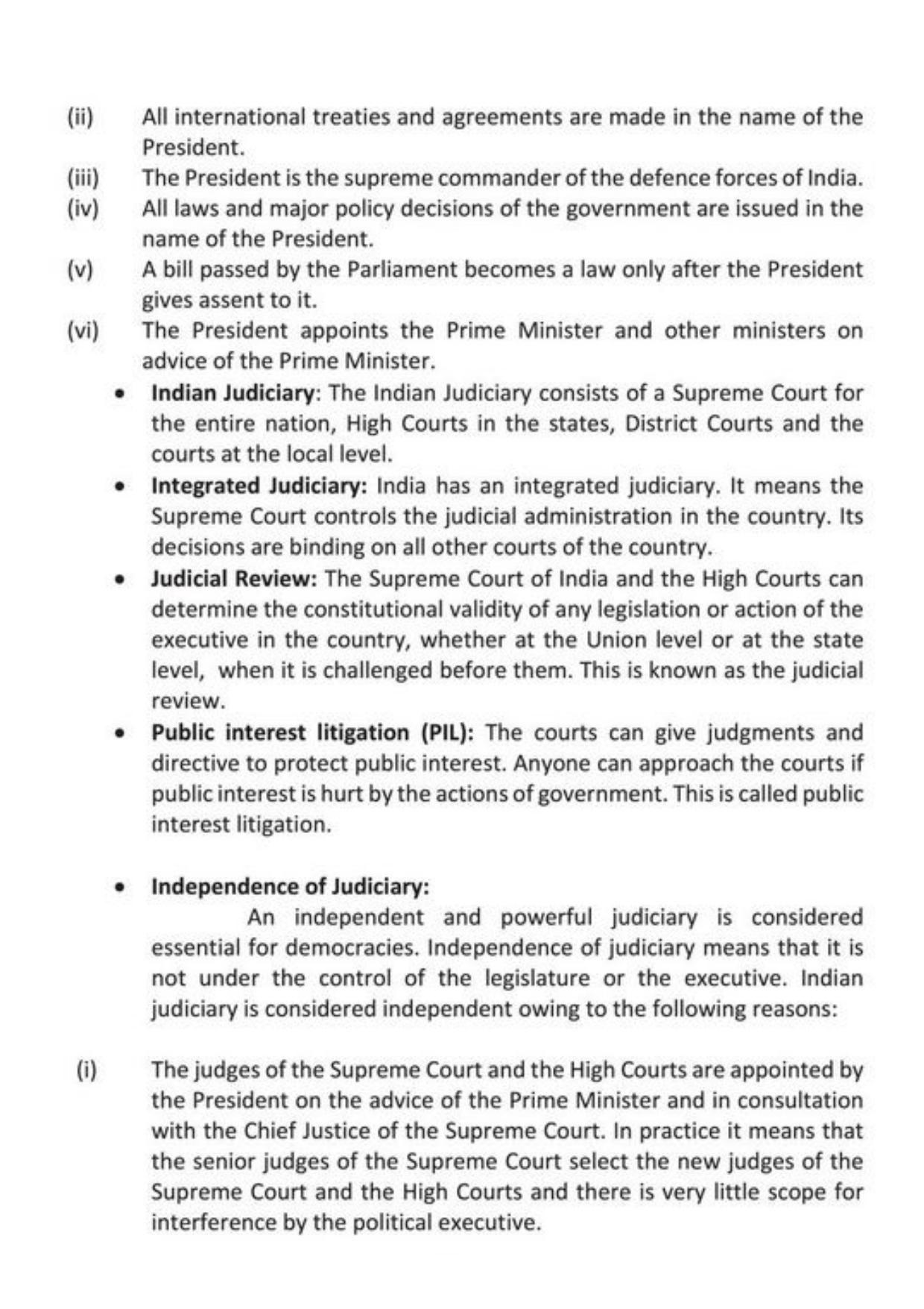 Class 9 Notes, Question & Practice Paper - Political Science (Topic 4 : Working of Institutions) - Page 6