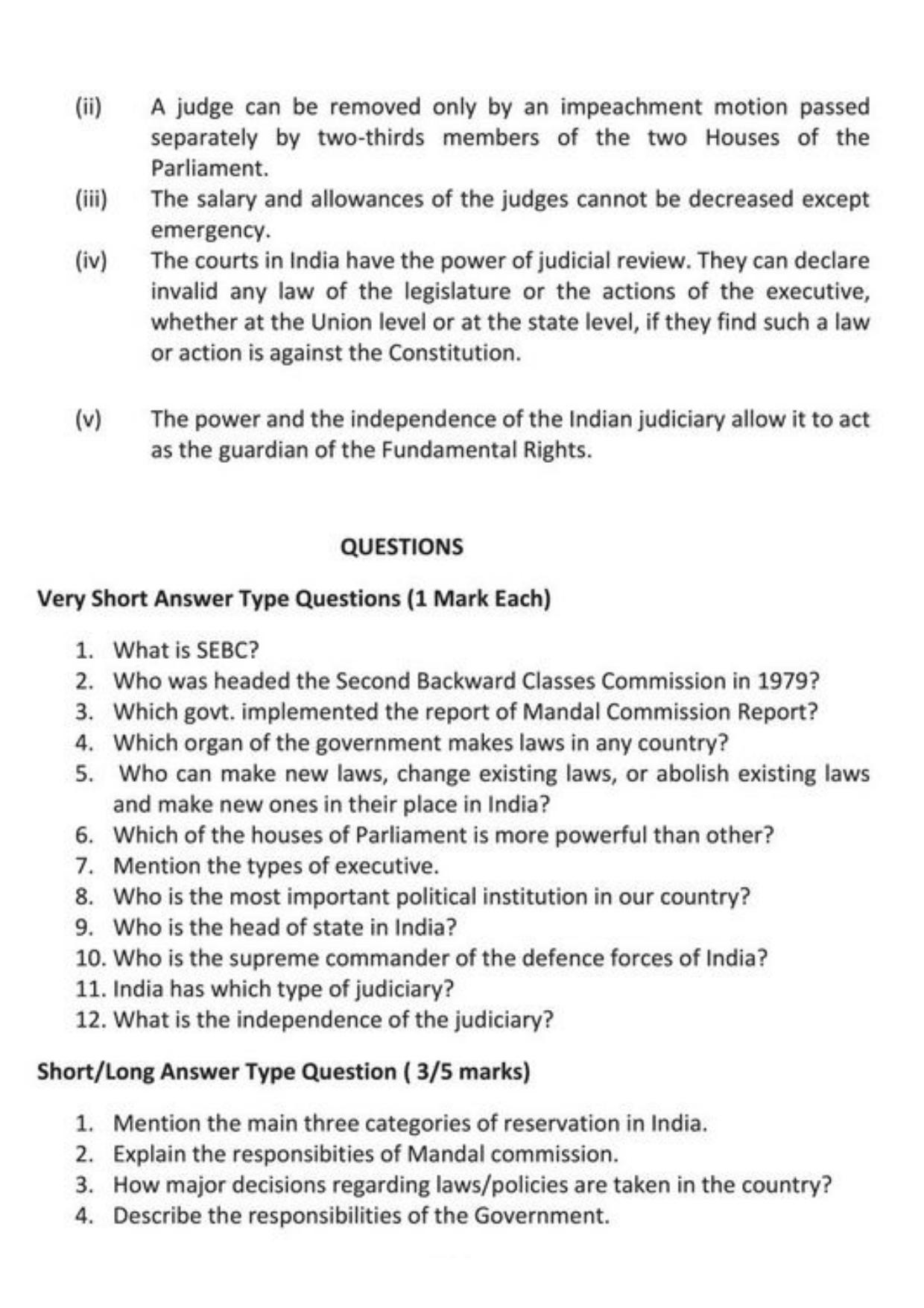Class 9 Notes, Question & Practice Paper - Political Science (Topic 4 : Working of Institutions) - Page 7