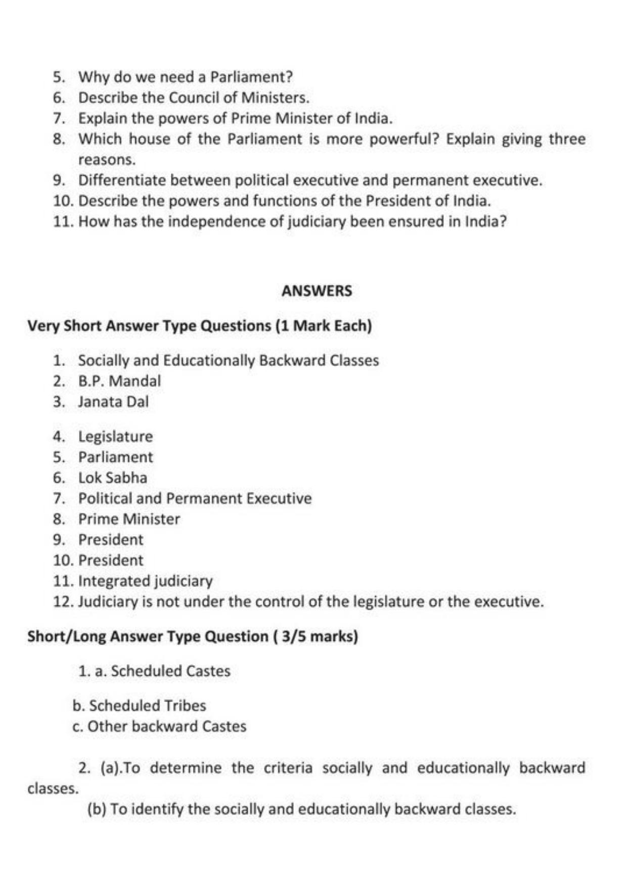 Class 9 Notes, Question & Practice Paper - Political Science (Topic 4 : Working of Institutions) - Page 8